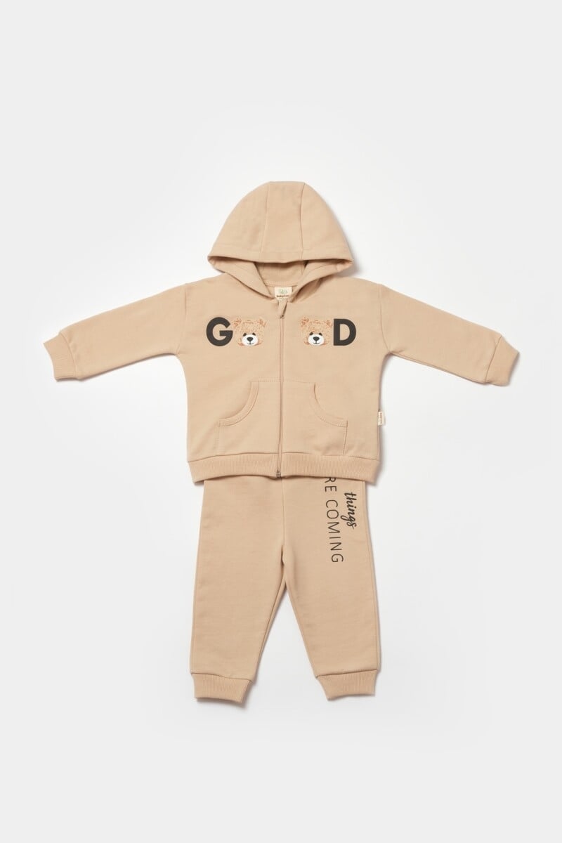 Unisex Baby 2-Piece Hooded Sweatshirt and Trousers Set 3-24M Organic Cotton Cosy - Babycosy - by Peralane
