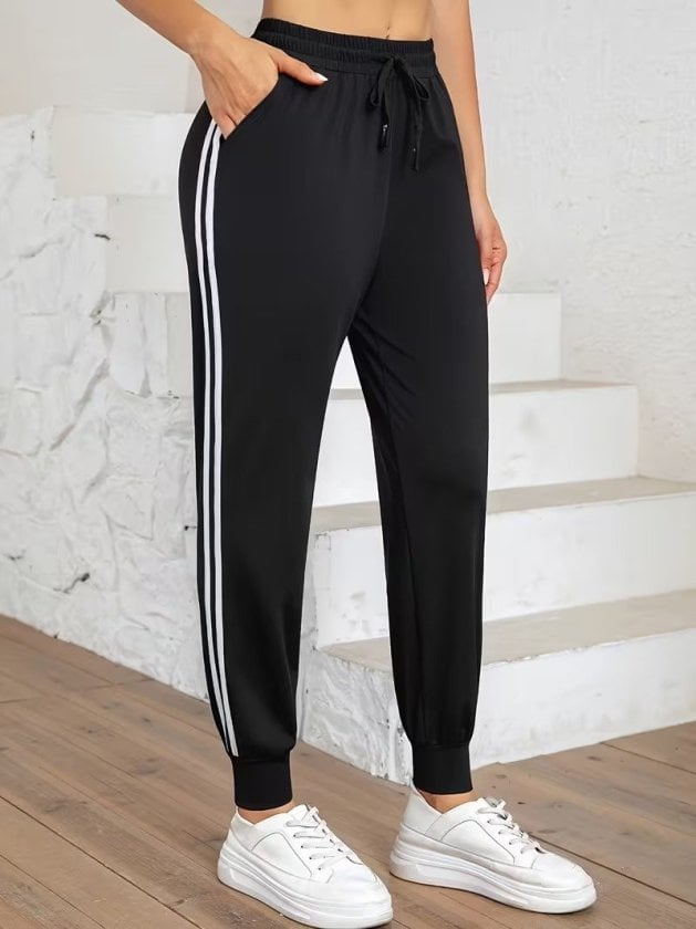 Women's High Waist Side Stripe Viscose Two-Thread Track Pants - Janes - by Peralane