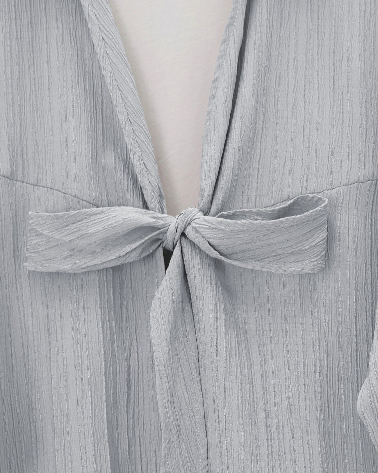 Front-Tie Crinkle Kimono - Grey - Podyumplus - by Peralane - photo 3