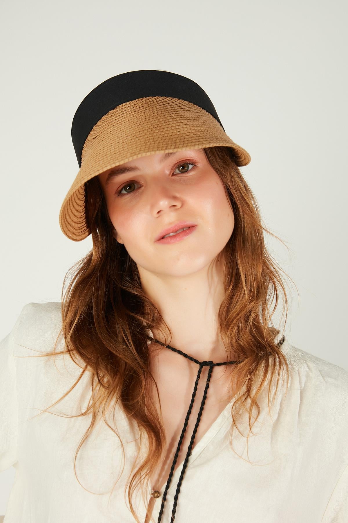 Camel Straw Visor Hat for Women - Foldable, Modest Design - Nesvay - by Peralane - photo 4
