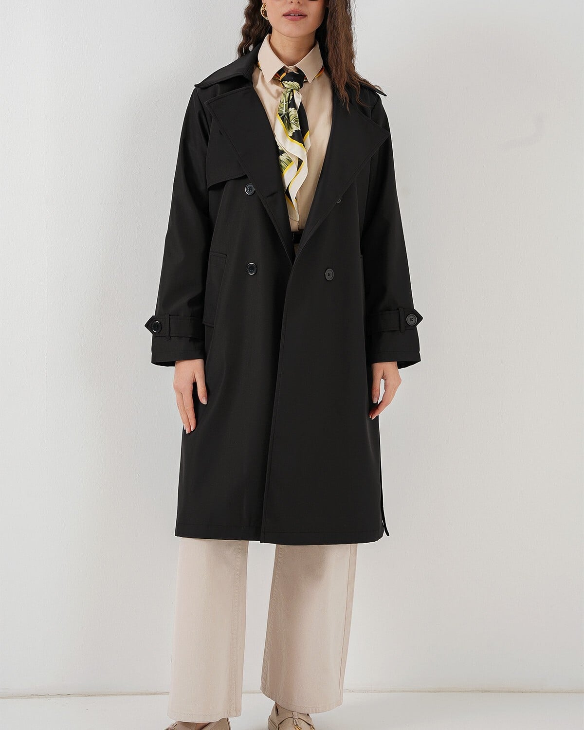 Black Double-Breasted Trench Coat for Women - Bigdart - by Peralane - photo 3