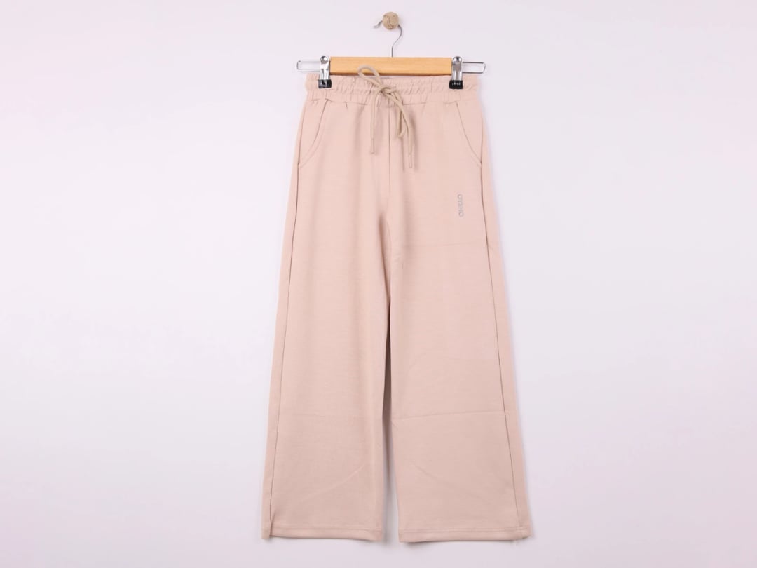 Girls' Drawstring Trousers with Pockets - Light Beige - Langa - by Peralane