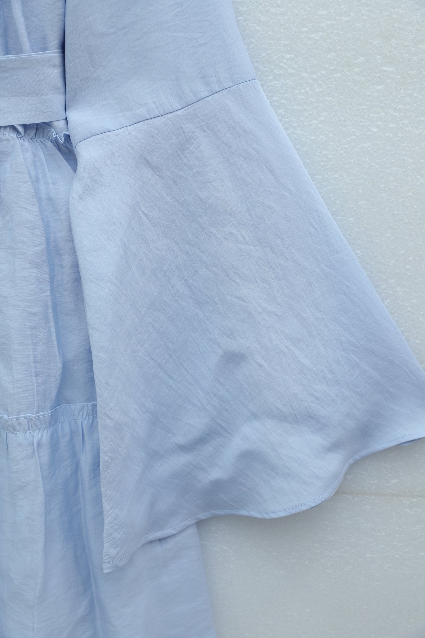 Light Blue Tie-Neck Belted Spanish Sleeve Cupro Tunic - Podyumplus - by Peralane - photo 7