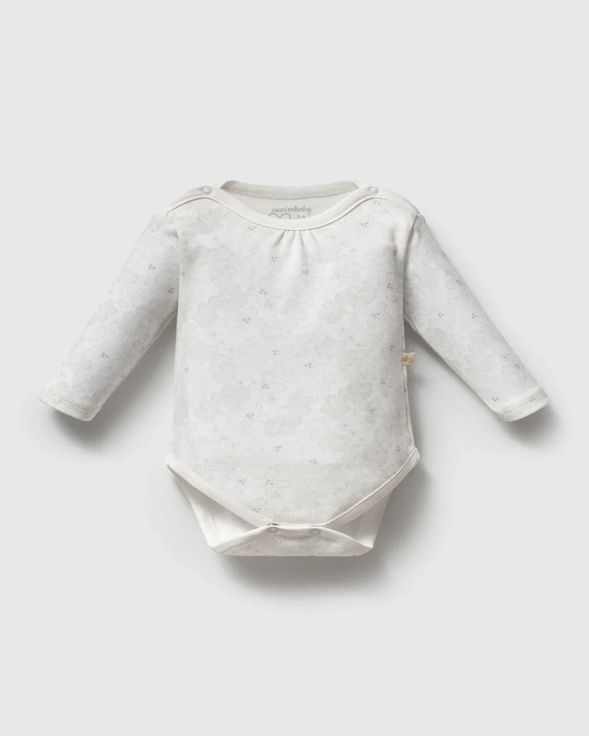 Long-Sleeve Baby Bodysuit with Floral and Butterfly Print - Pack of 2 - Ciccimbaby - by Peralane