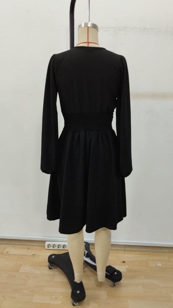 Women's Long Sleeve Wrap V-Neck Belly Corsage Mini Dress - Janes - by Peralane - photo 6