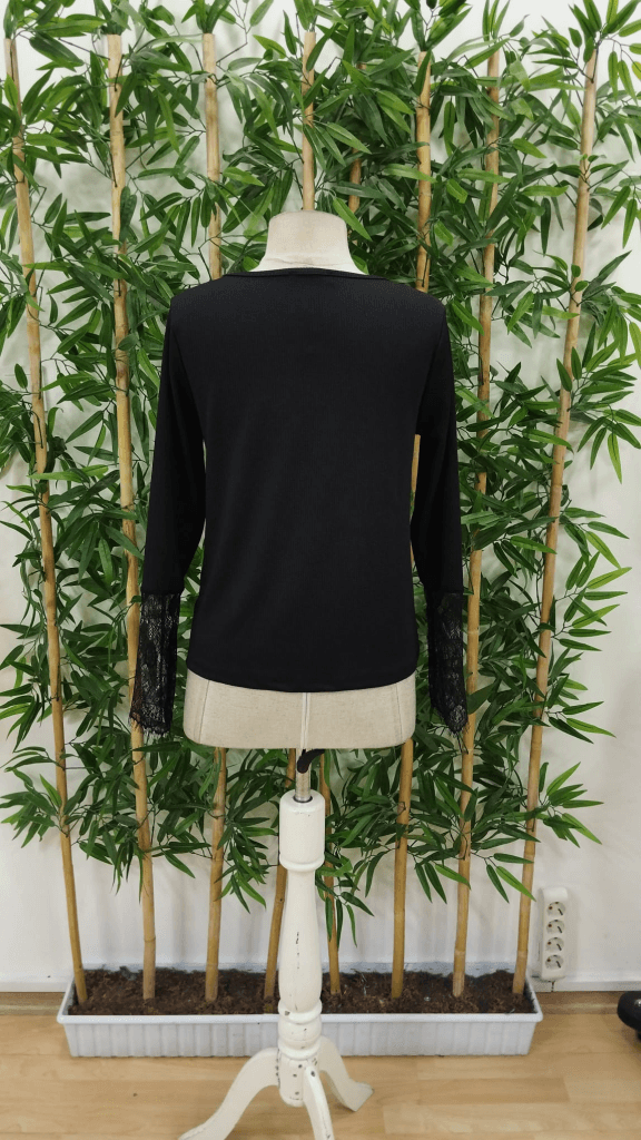 Women's Long Sleeve Round Neck Lace Detail Ribbed Blouse - Janes - by Peralane - photo 8