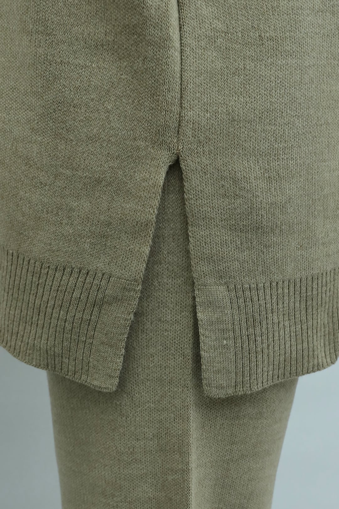 Turtleneck Zip Slit Detail Knit Set in Beige - Podyumplus - by Peralane - photo 6