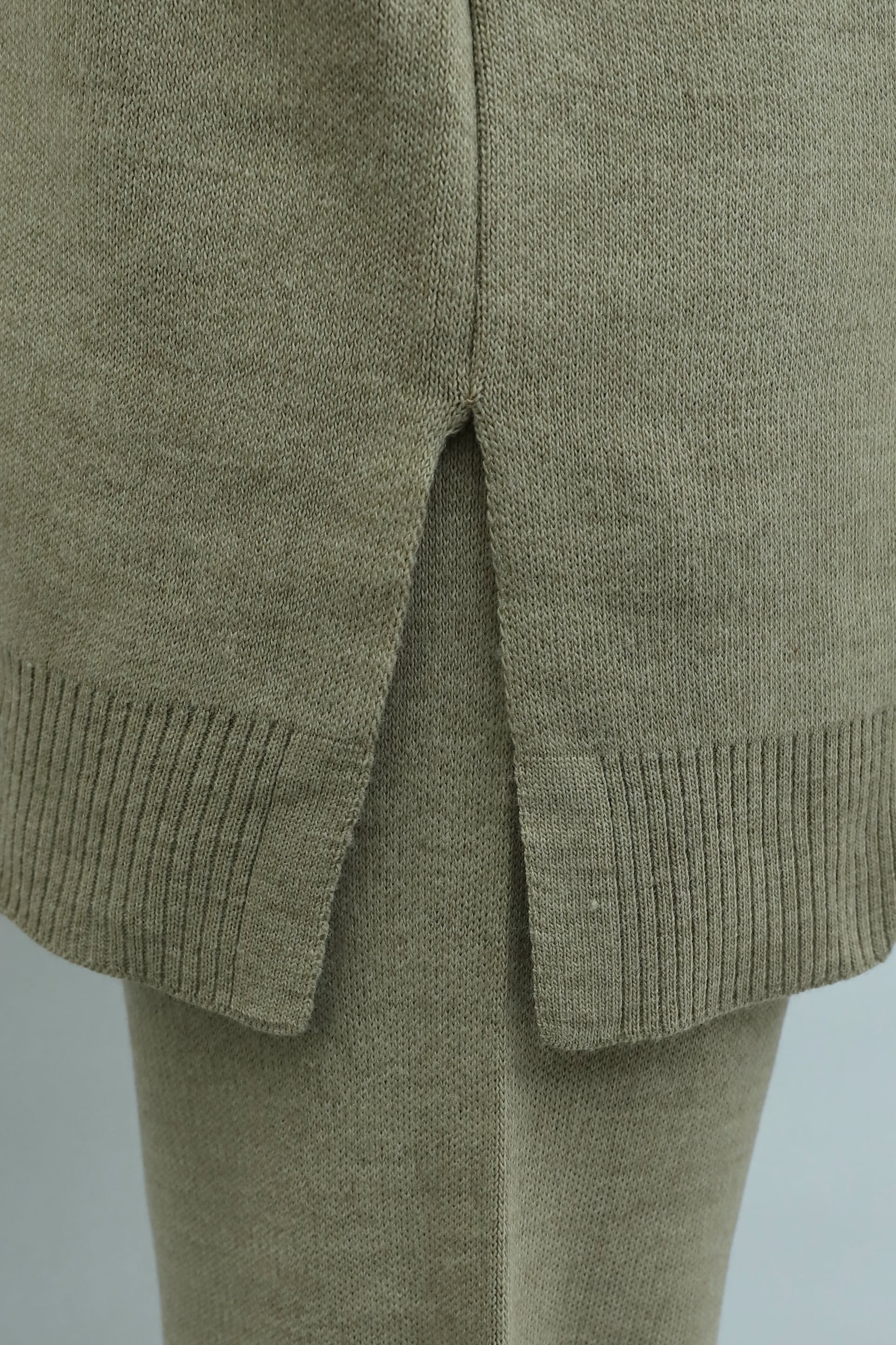 Turtleneck Zip Slit Detail Knit Set in Beige - Podyumplus - by Peralane - photo 6