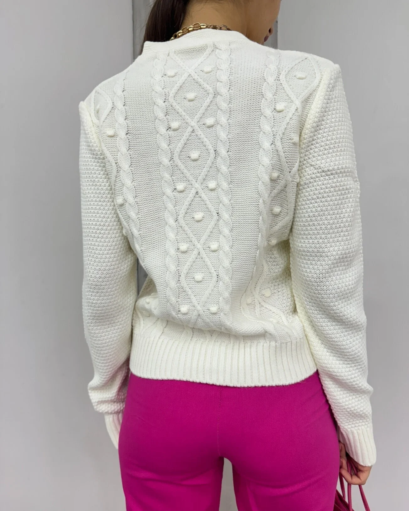 Embroidered Floral Pom-Pom Knit Cardigan - Ecru - Podyumplus - by Peralane - photo 3