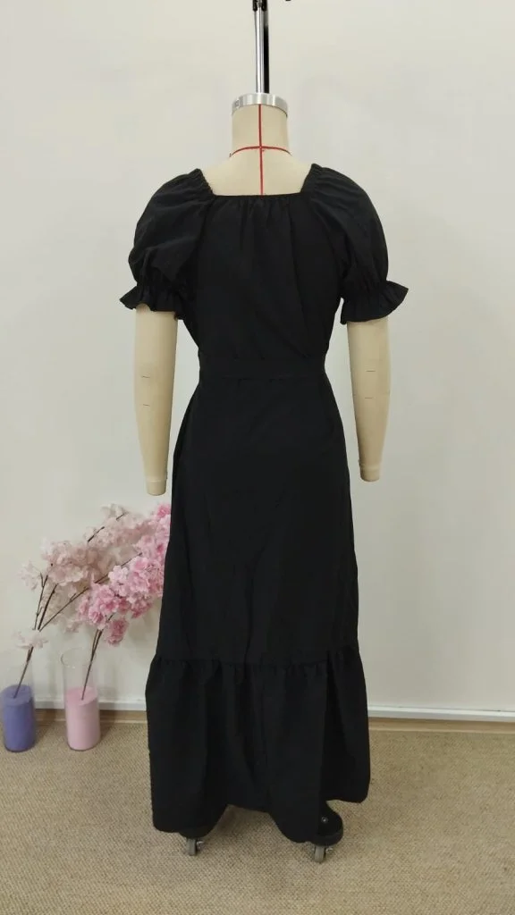 Women's Short-Sleeve Wrap Maxi Dress in Black - Janes - by Peralane - photo 5