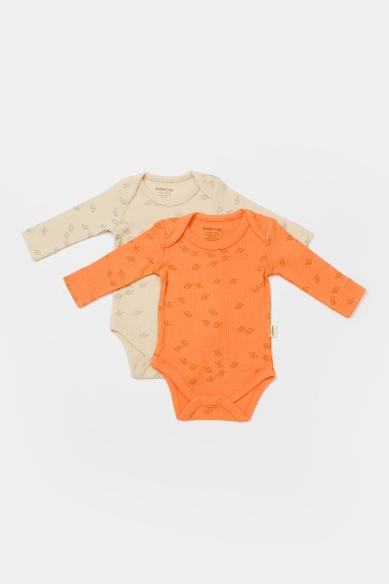 Baby Modal Long-Sleeve Bodysuit Set - Orange (6 Pack) - Babycosy - by Peralane