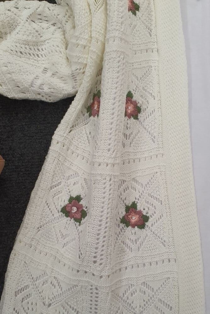 Open Front Embroidered Knit Cardigan - Ecru - Podyumplus - by Peralane - photo 6