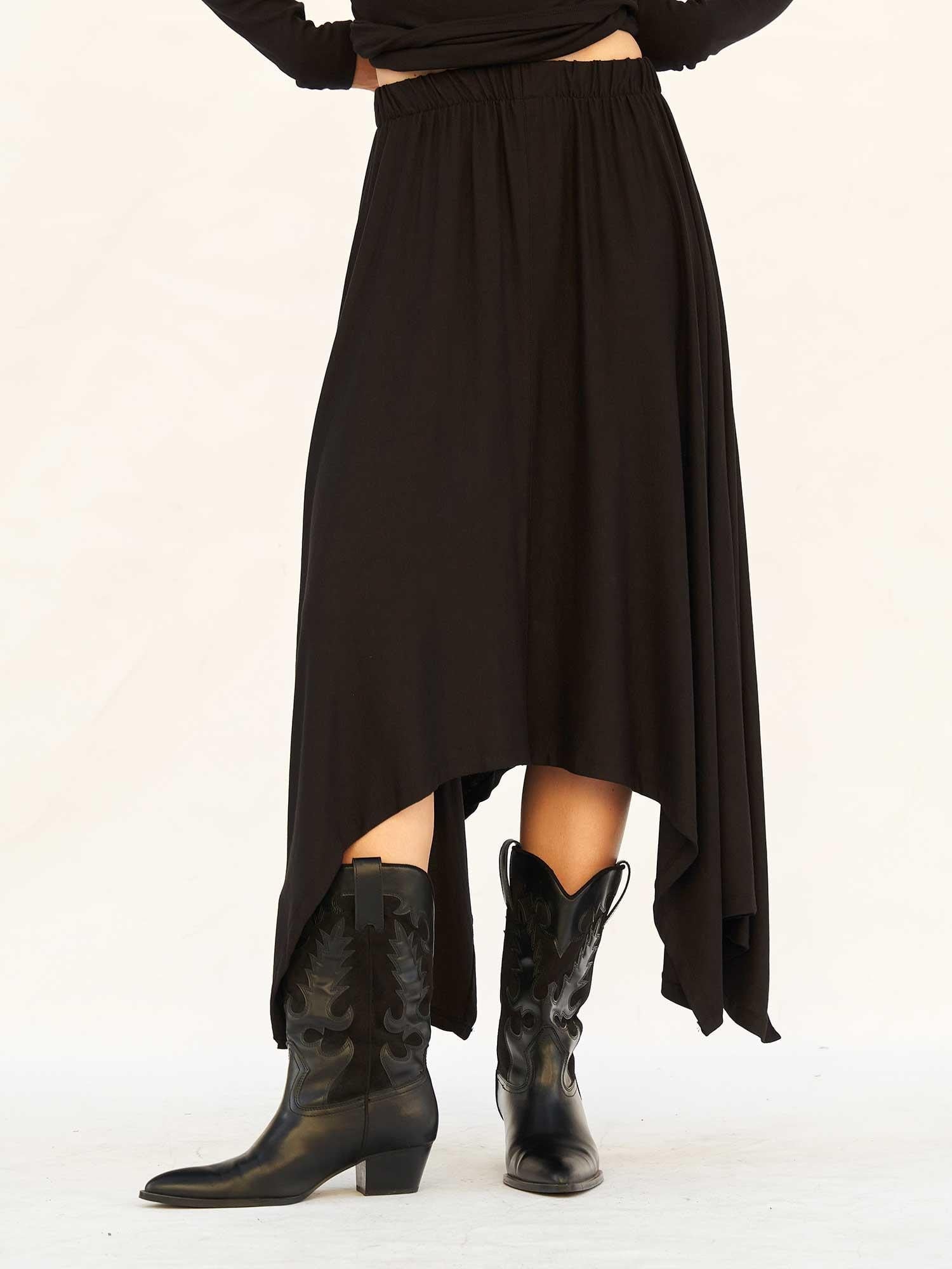 Black Knit Co-ord Set with Drape Detail Midi Skirt - Lefon - by Peralane - photo 6