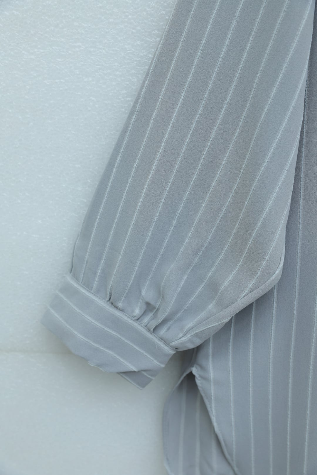 Striped Oversized Tunic Blouse with Side Slits - Light Grey - Podyumplus - by Peralane - photo 9
