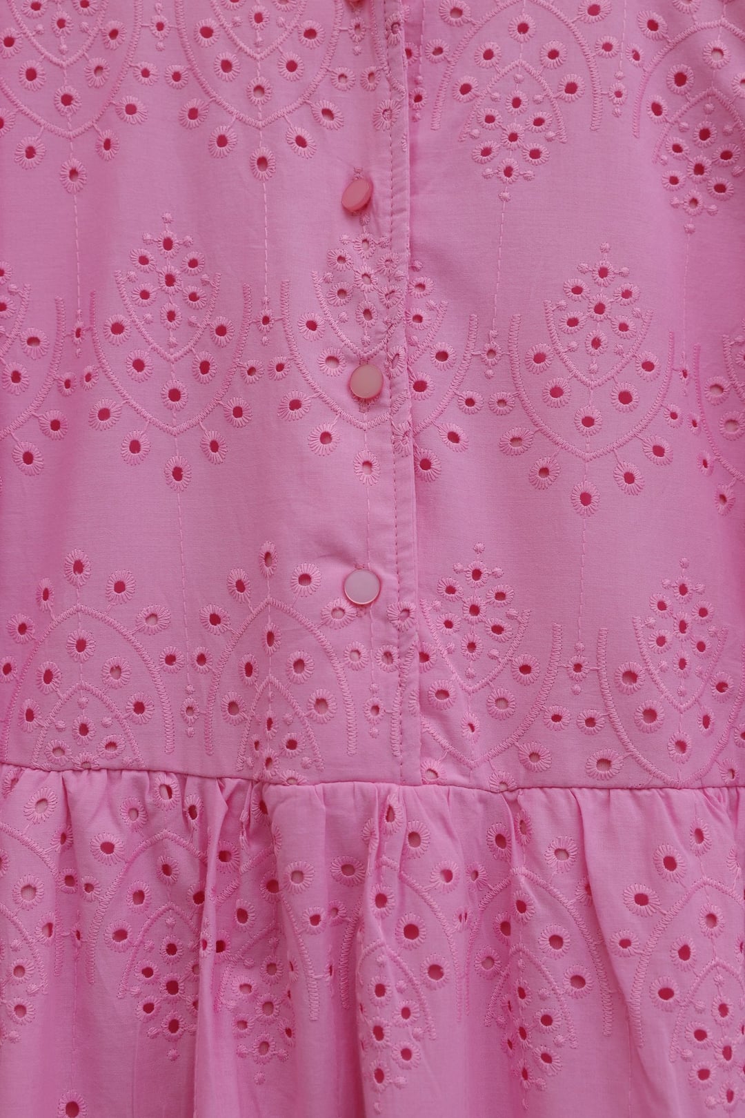 Half-Button Lace Detail Smocked Dress - Pink - Podyumplus - by Peralane - photo 6