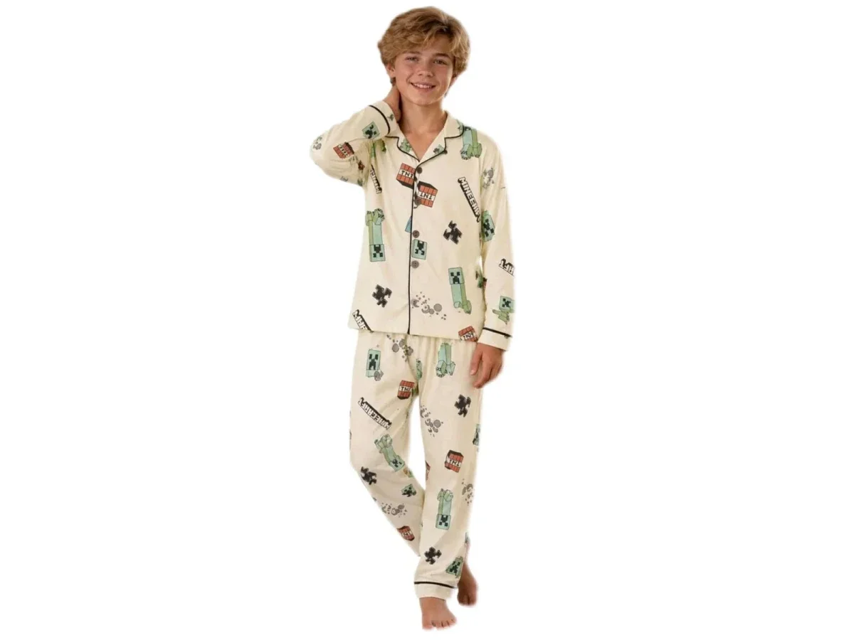 Minecraft Patterned Boys' Pyjama Set - Supermini - by Peralane