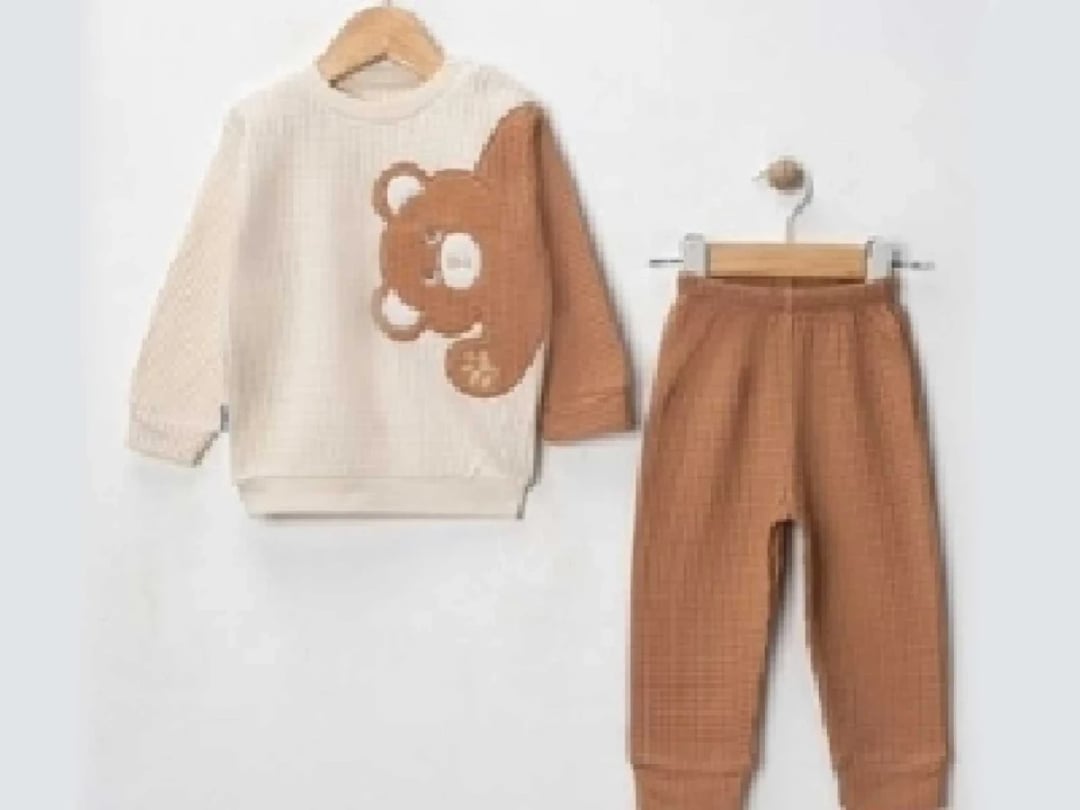 Bear Print 2-Piece Baby Set - Brown - Nafitto - by Peralane