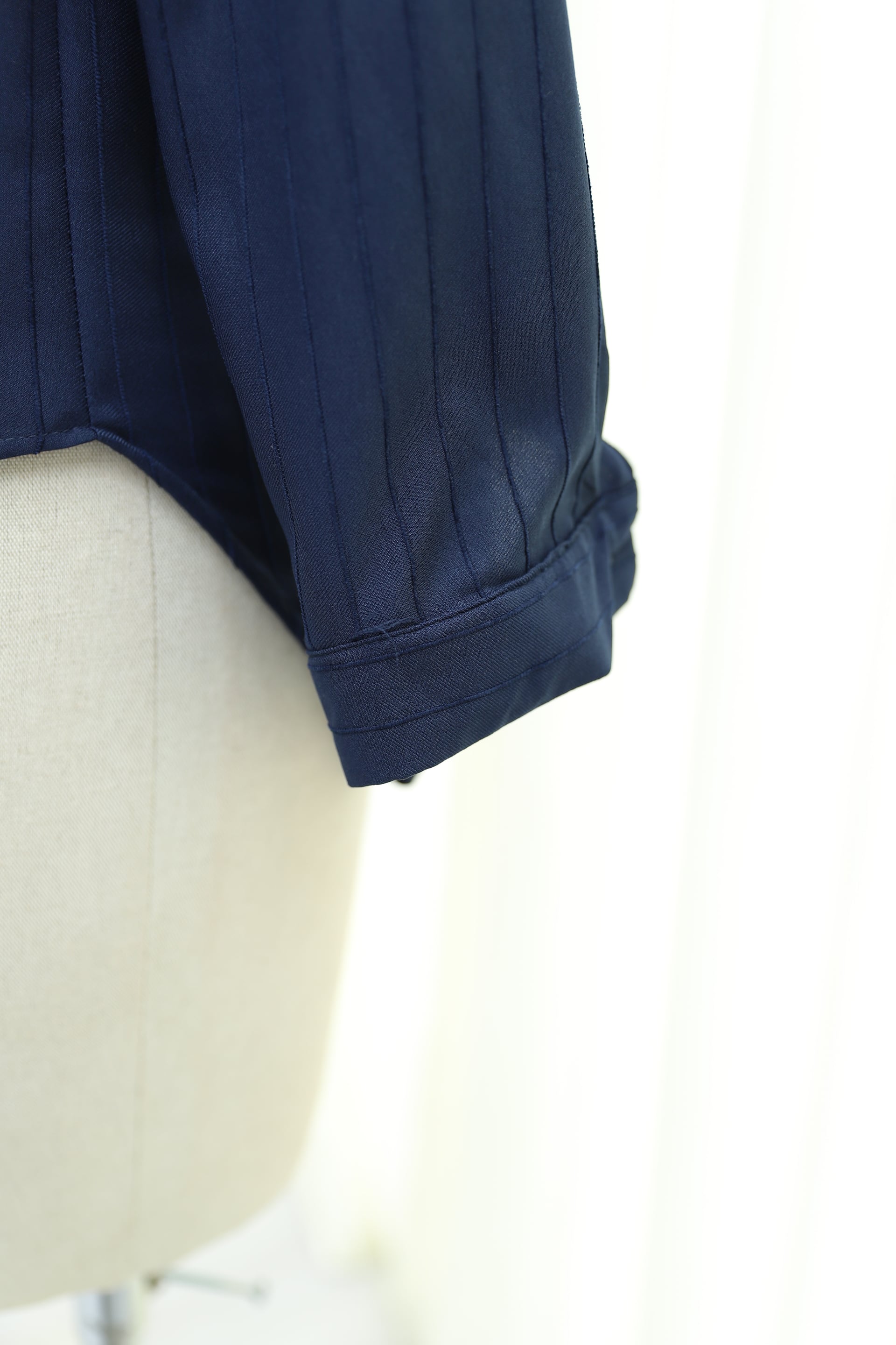 Navy Blue Long Back Linen Shirt with Folded Sleeves and Chest Pocket - Podyumplus - by Peralane - photo 7