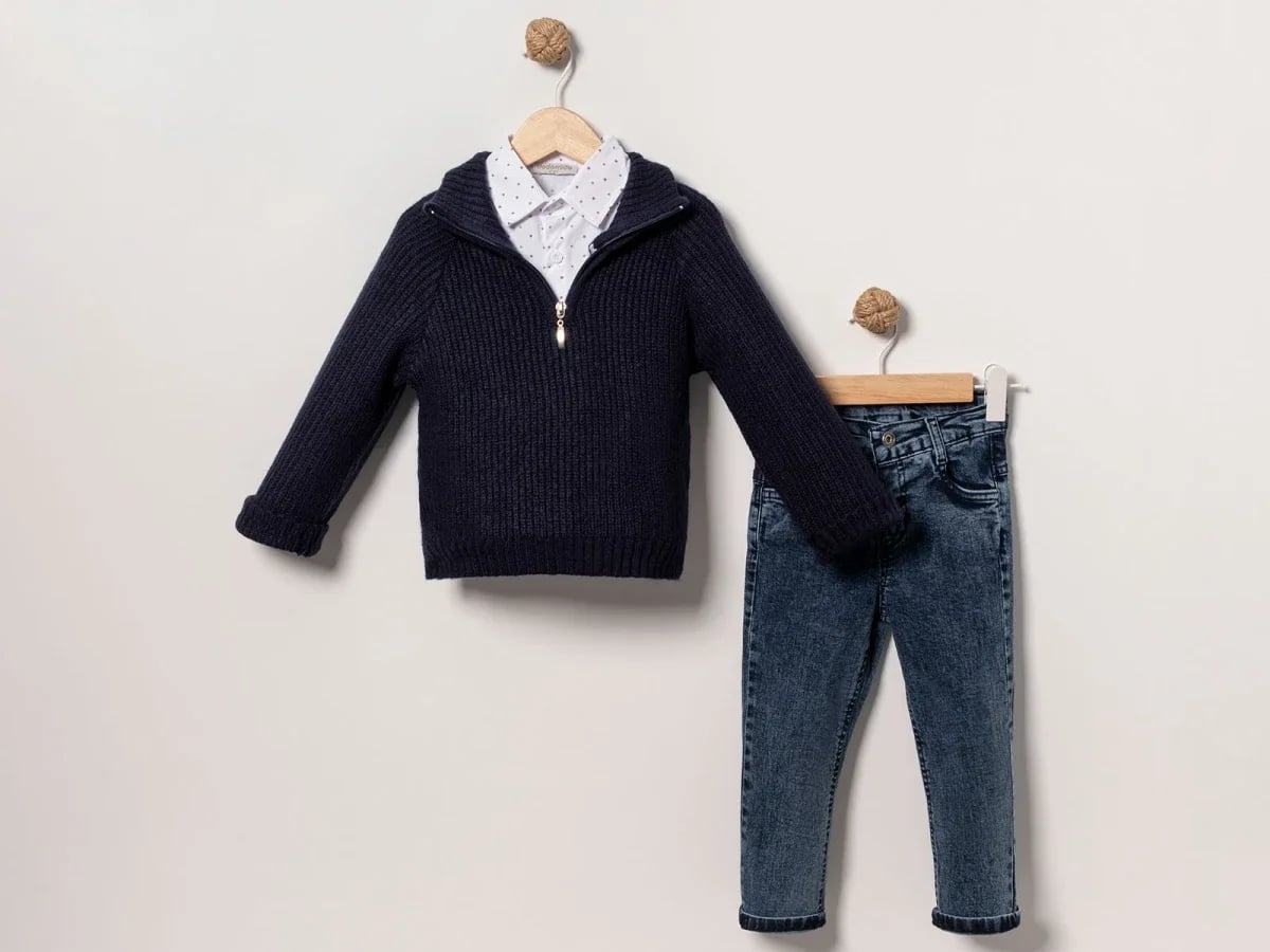 Boys' 3-Piece Set with Shirt and Trousers - Navy - Eymus - by Peralane