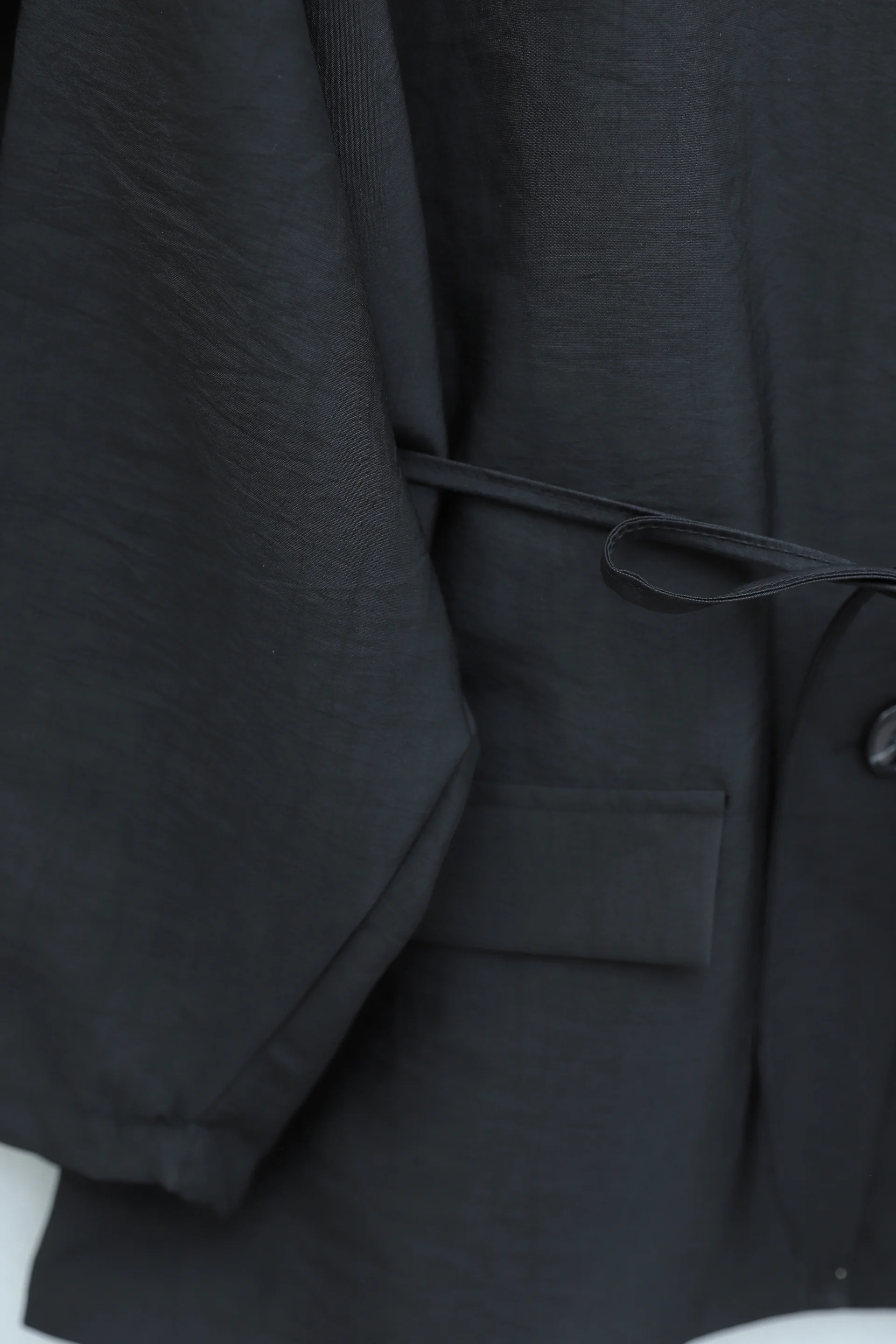 Pocket Detail V-Neck Lace-up Scarf Parachute Suit - Black - Podyumplus - by Peralane - photo 5