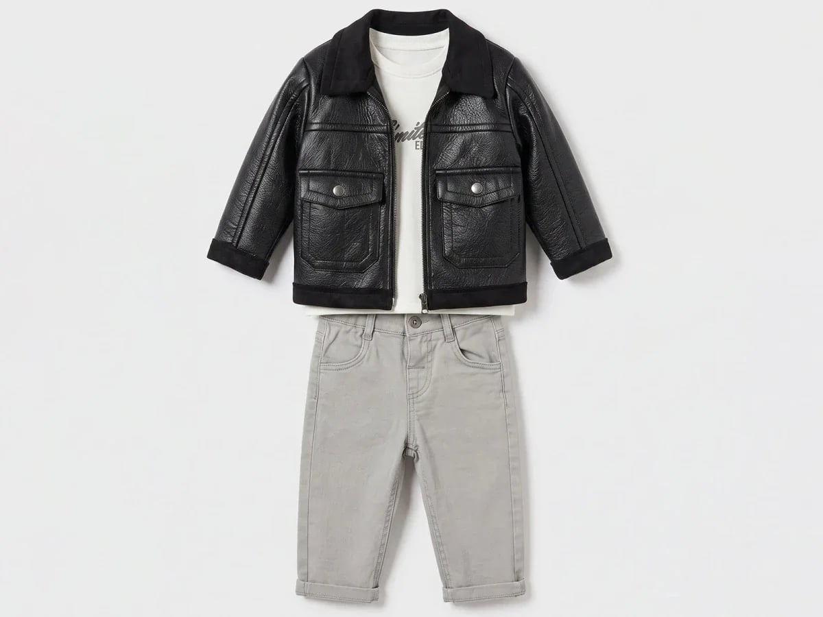 Toddler Boys' 3-Piece Set with Faux Leather Jacket - Canoz - by Peralane