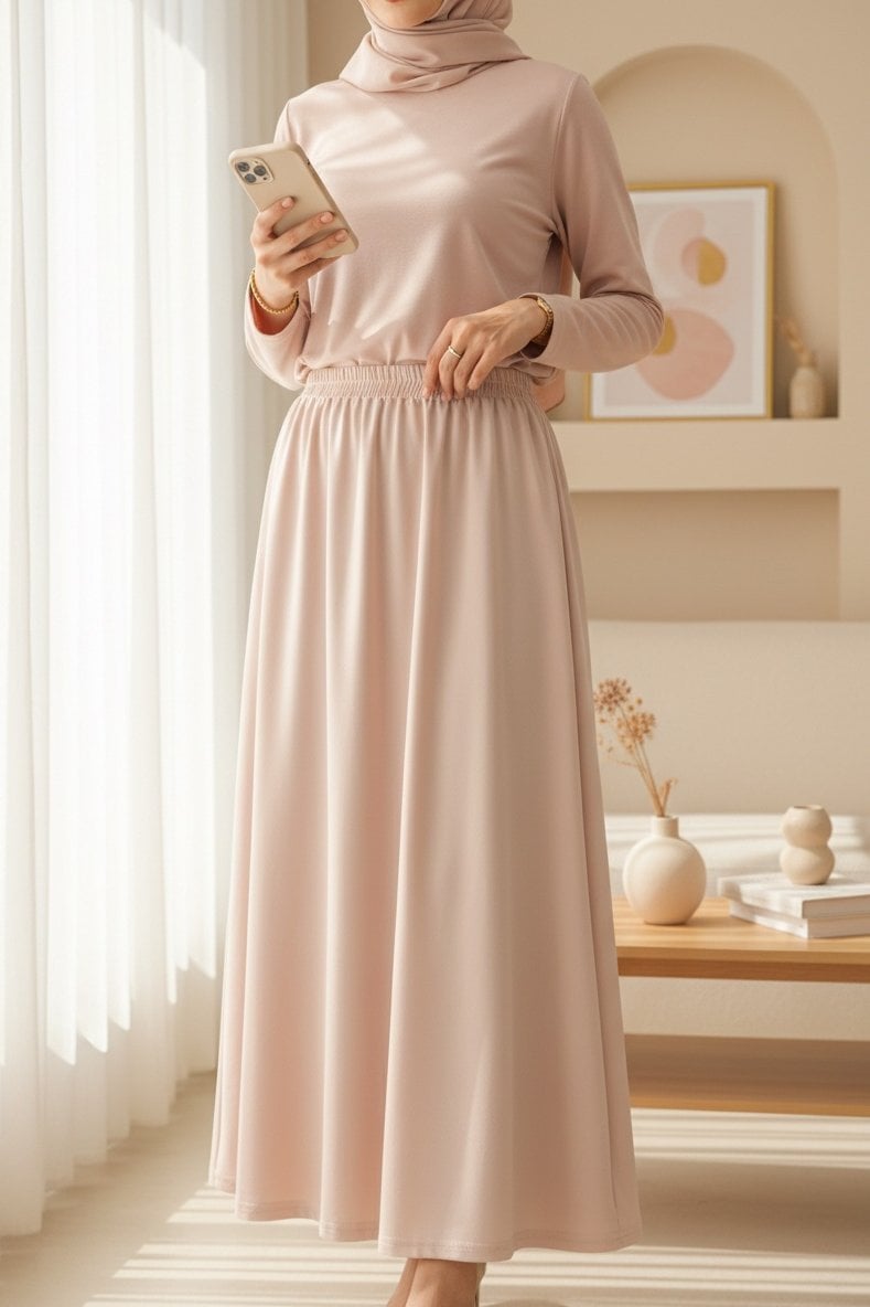 Mid-Length Petticoat Lining Skirt - Beige - Podyumplus - by Peralane - photo 3
