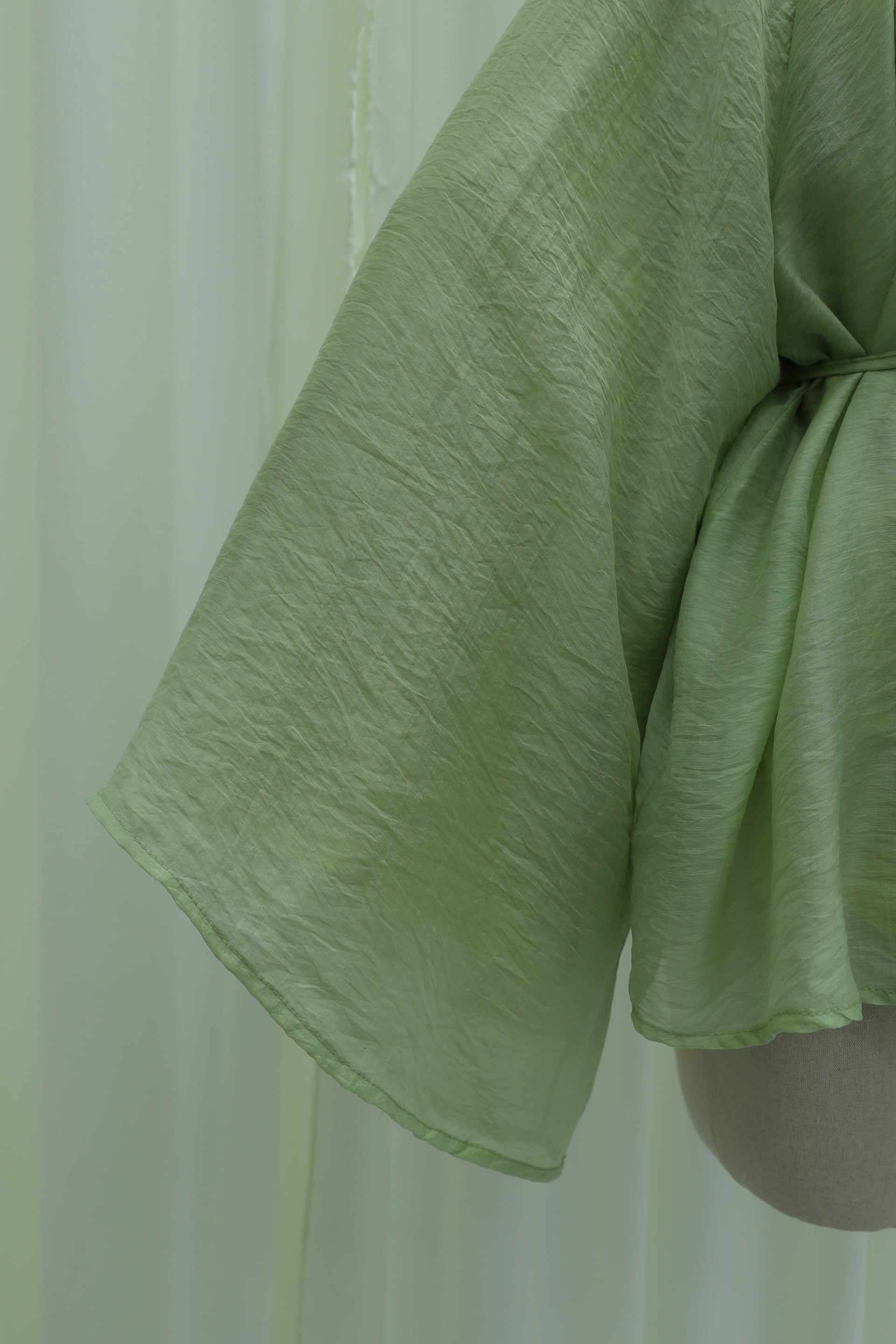Hakim Collar Belted Lined Spanish Sleeve Oversize Lyocell Tunic - Pale Green - Podyumplus - by Peralane - photo 11