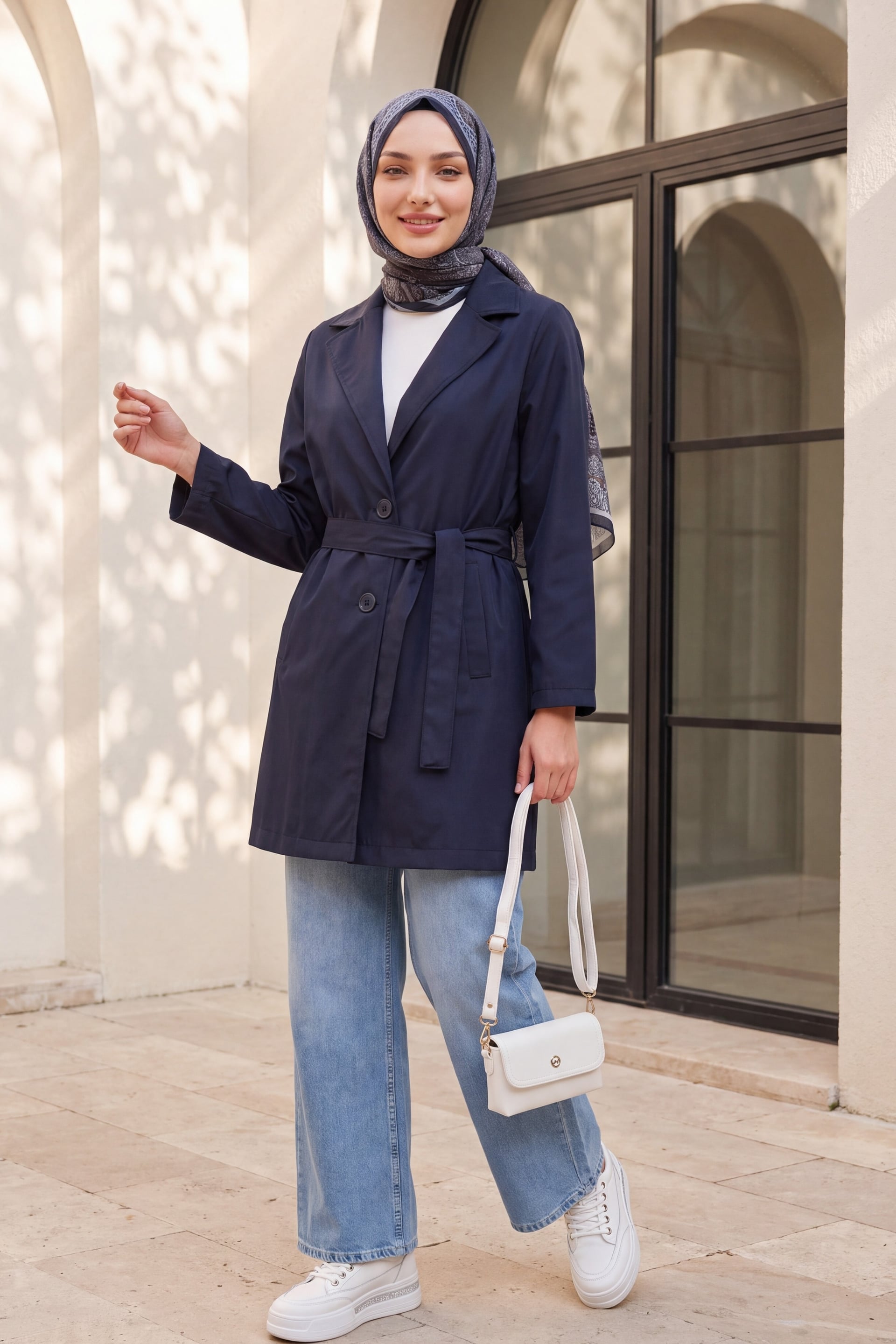Women's Belted Short Trench Coat 5990 - Navy - Bigdart - by Peralane - photo 4