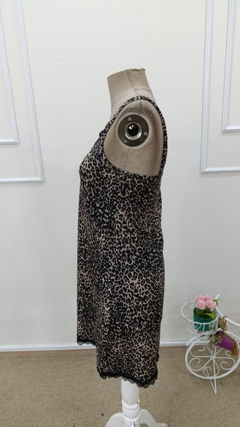 Women's Sleeveless Leopard Print Night Dress with Lace Trim - Janes - by Peralane - photo 7