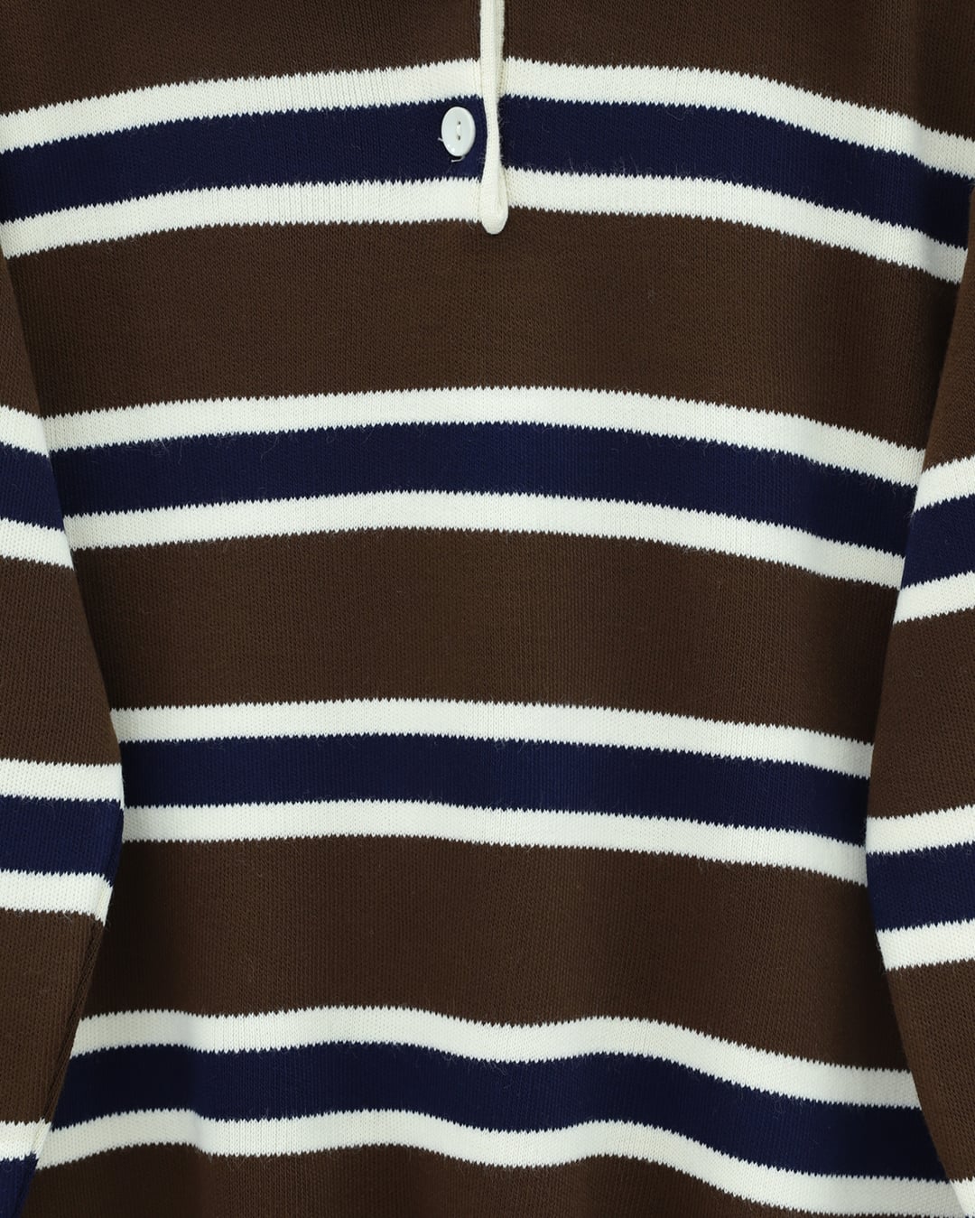 Polo Collar Half Button Striped Knit Sweater - Brown - Podyumplus - by Peralane - photo 4
