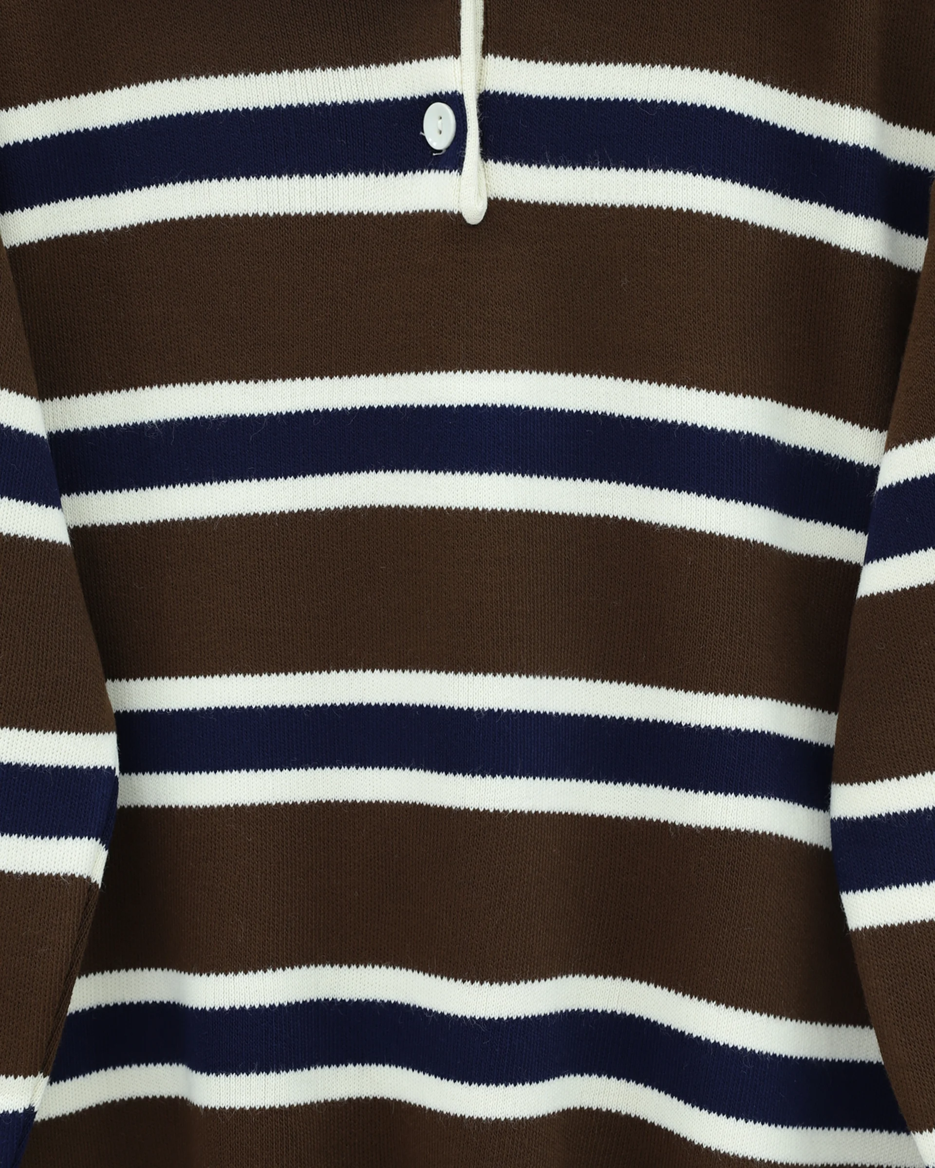 Polo Collar Half Button Striped Knit Sweater - Brown - Podyumplus - by Peralane - photo 4