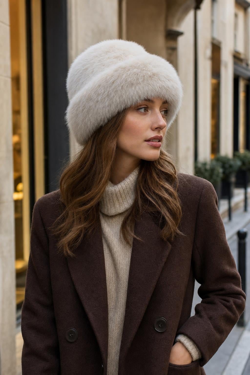 Fluffy Cream Kalpak Hat for Women - Nesvay - by Peralane