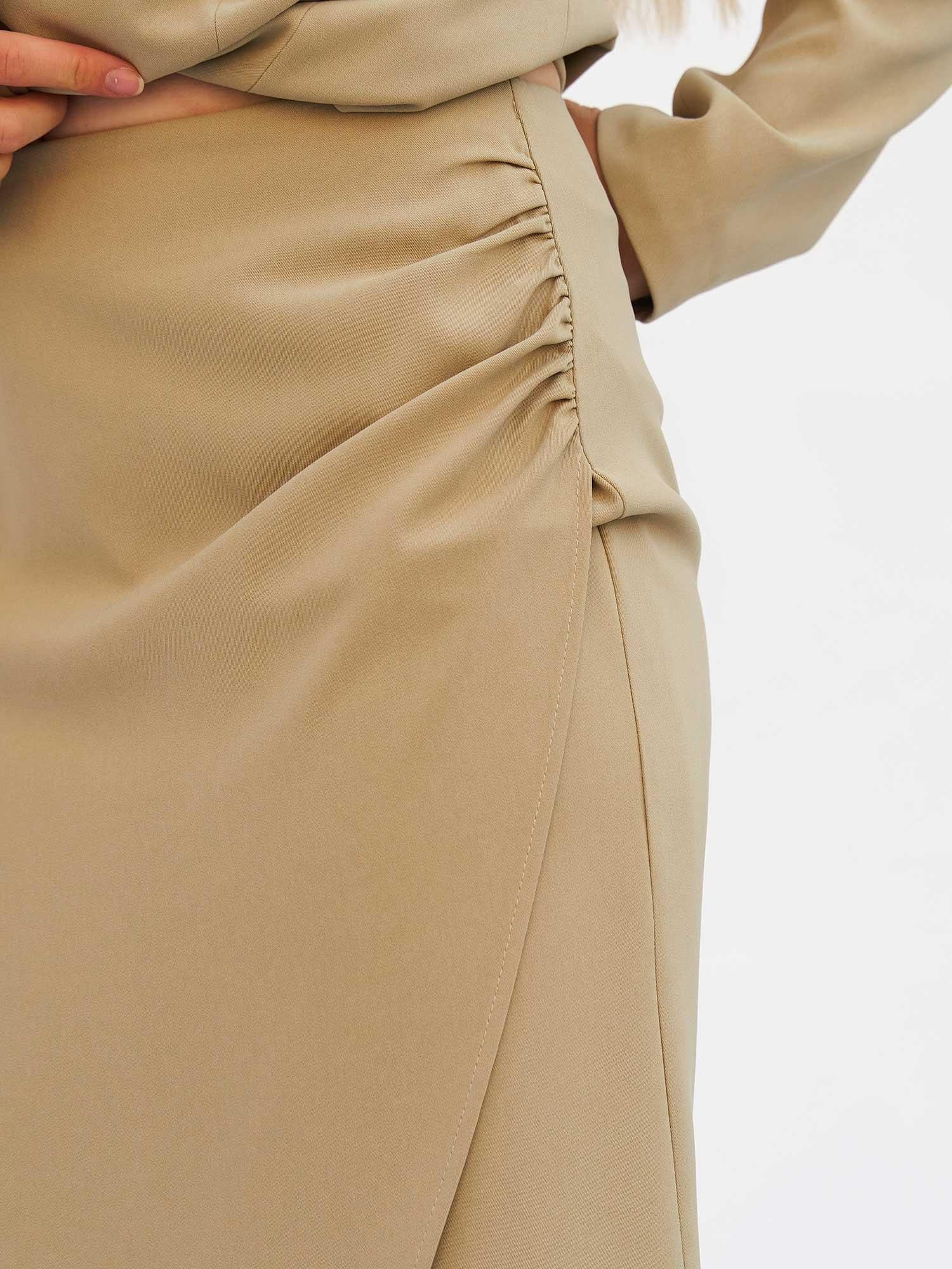 Women's Lace Detail Draped Midi Skirt – Light Beige - Lefon - by Peralane - photo 9