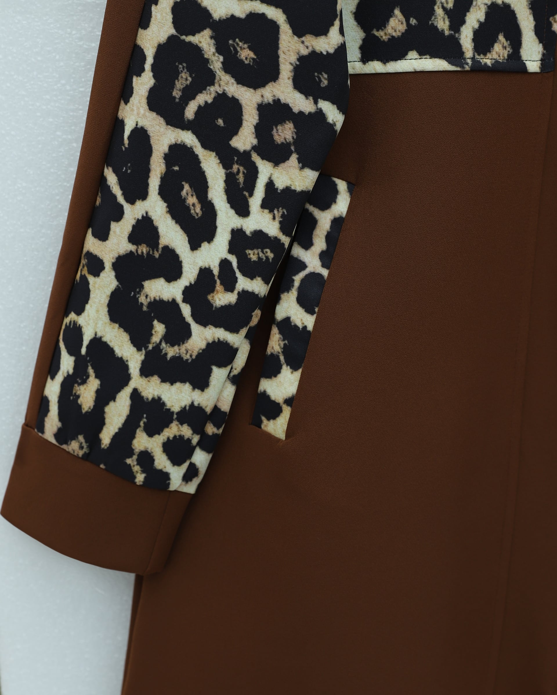 Women's Zip-Up Shirt Collar Top and Trousers Co-ord Set in Tan with Leopard Print - Podyumplus - by Peralane - photo 5