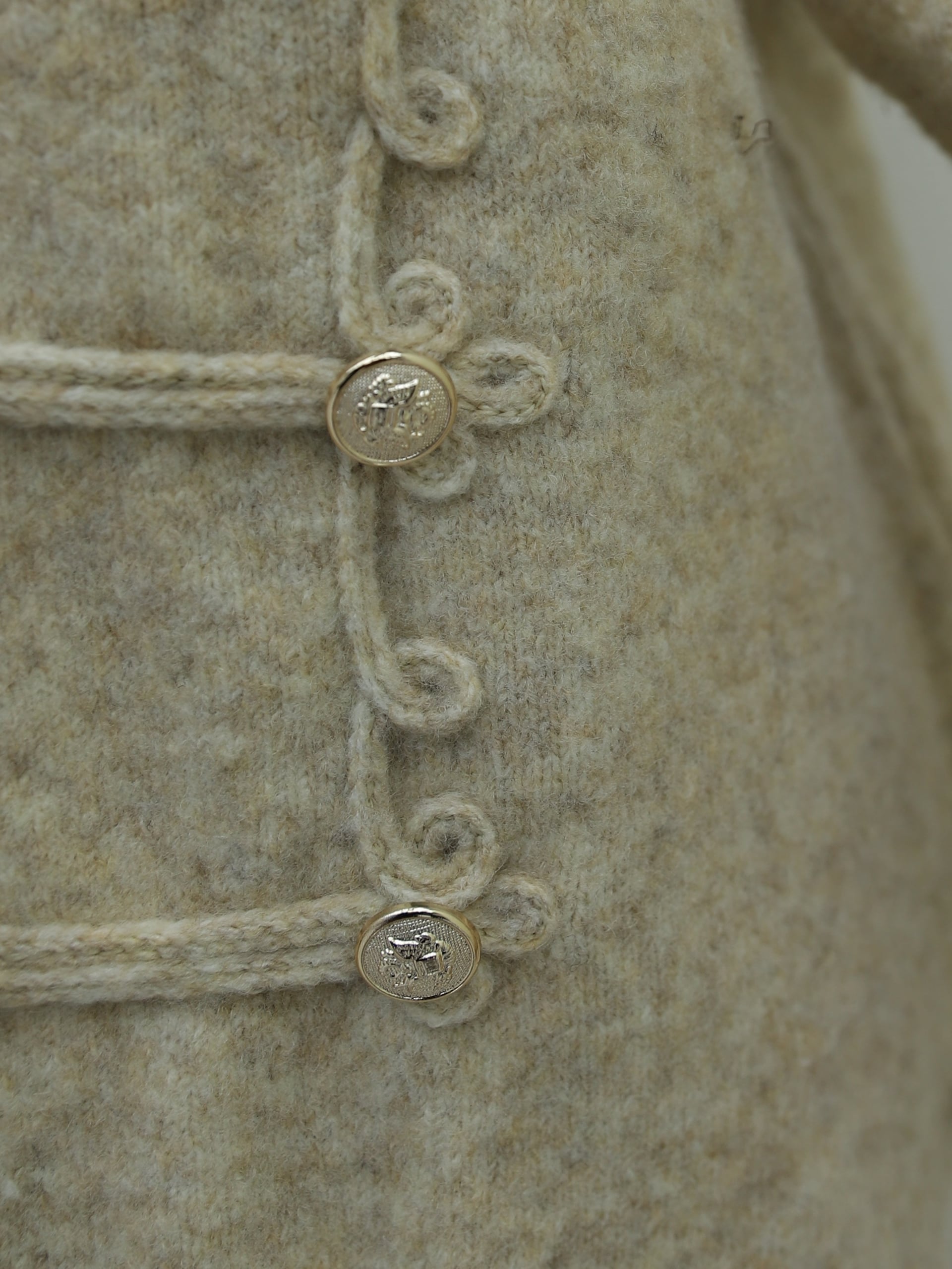Beige Knit Cardigan with Polo Collar and Multi-Button Front - Podyumplus - by Peralane - photo 8