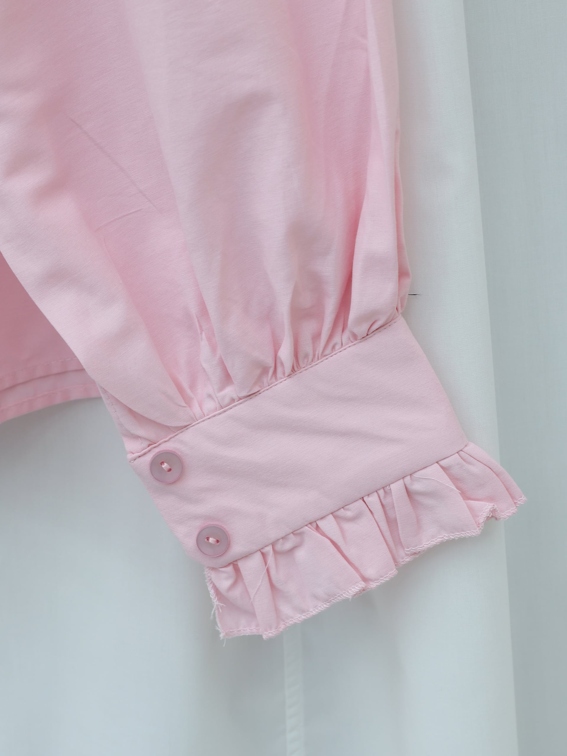 Ruffle Detail Buttoned Short Blouse - Pink - Podyumplus - by Peralane - photo 5