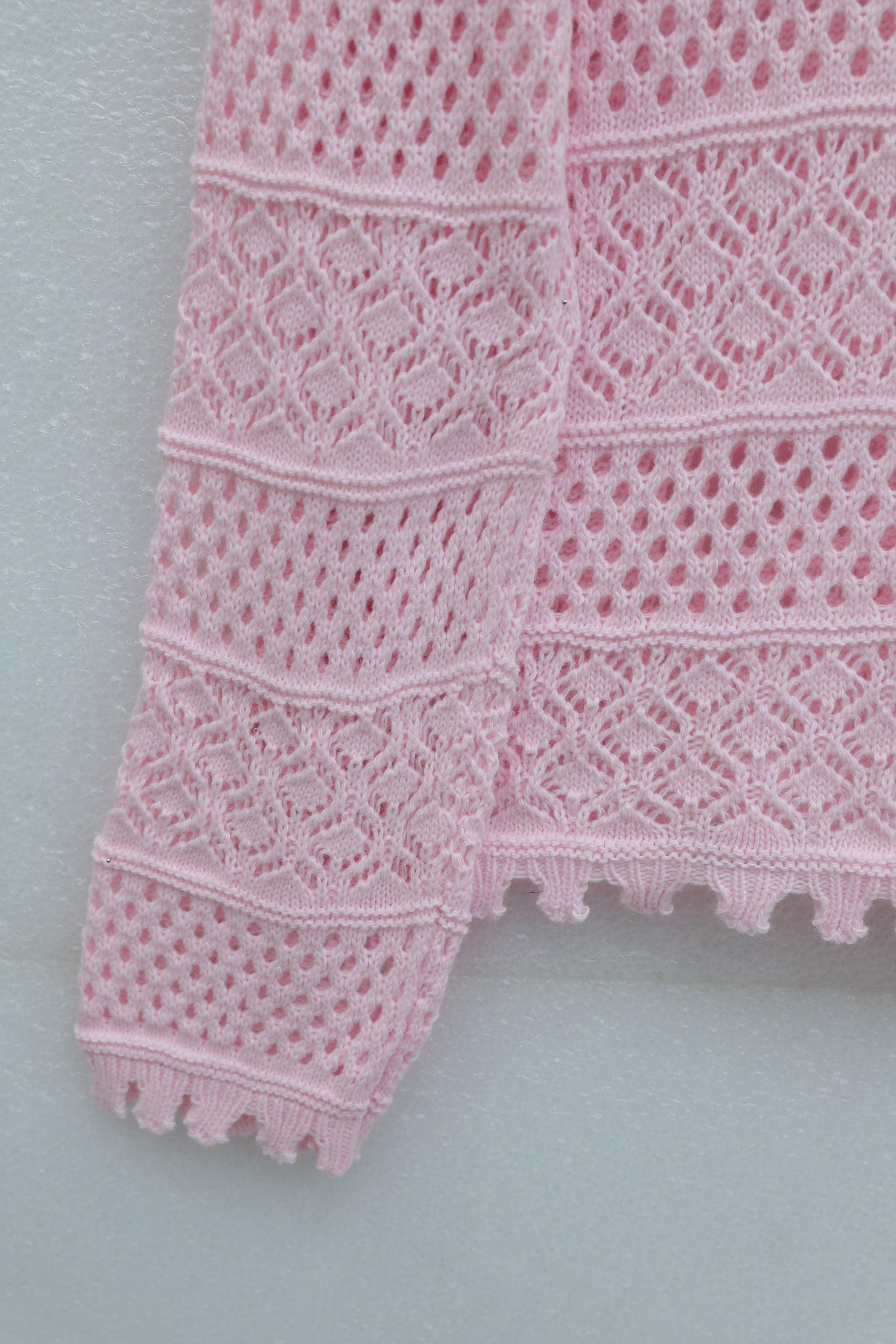 Floral Embroidered Open-Knit Acrylic Sweater - Powder Pink - Podyumplus - by Peralane - photo 6
