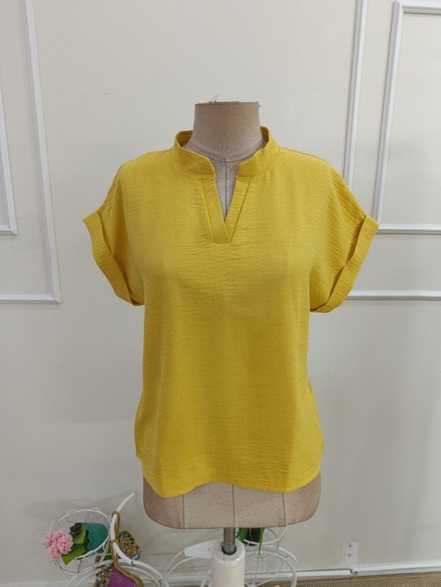 Women's Short Sleeve Stand Collar Sofia Blouse - Janes - by Peralane - photo 4