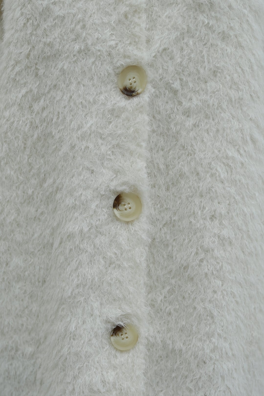 Collar Detail Button-Front Fuzzy Cardigan - Ecru - Podyumplus - by Peralane - photo 7