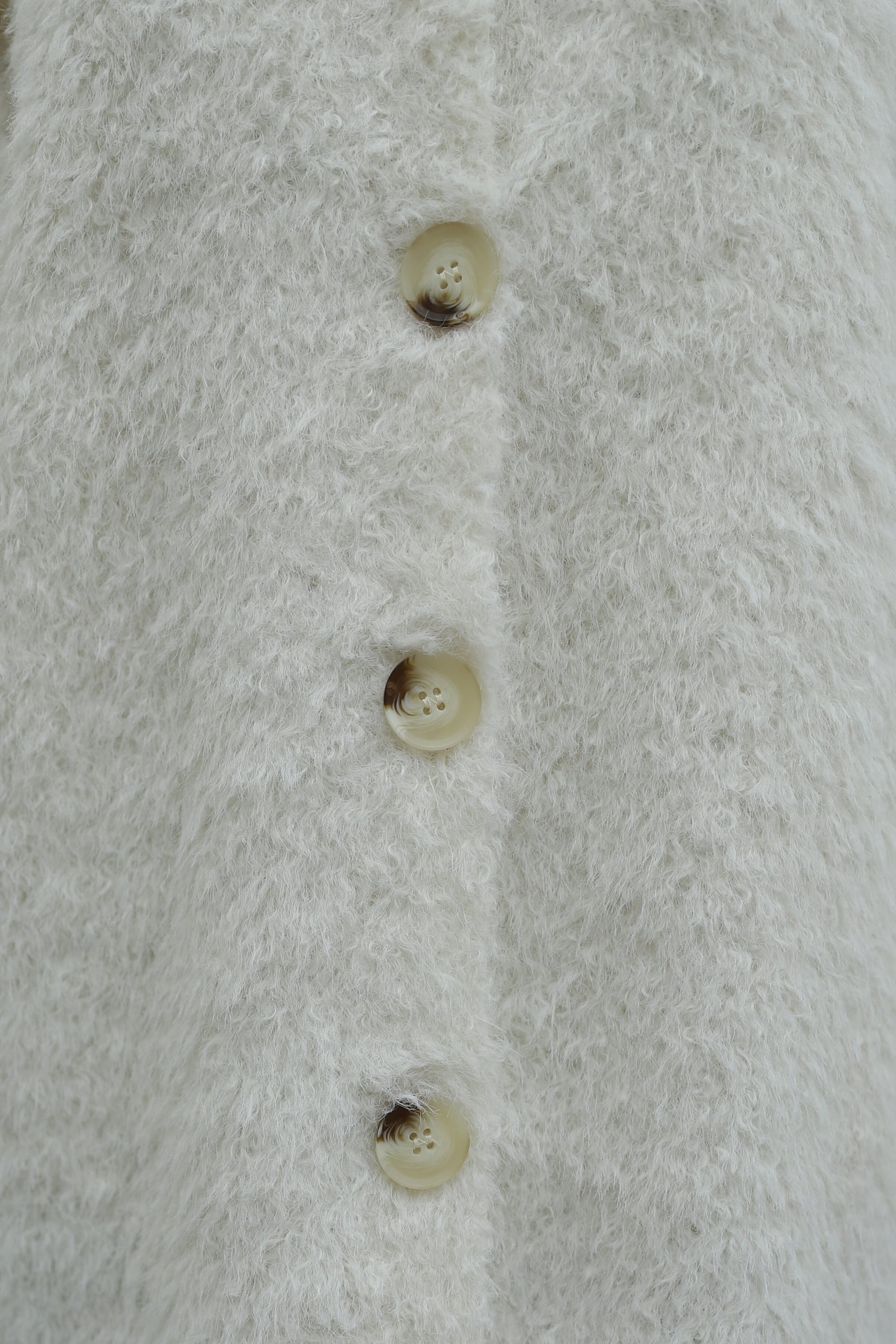 Collar Detail Button-Front Fuzzy Cardigan - Ecru - Podyumplus - by Peralane - photo 7