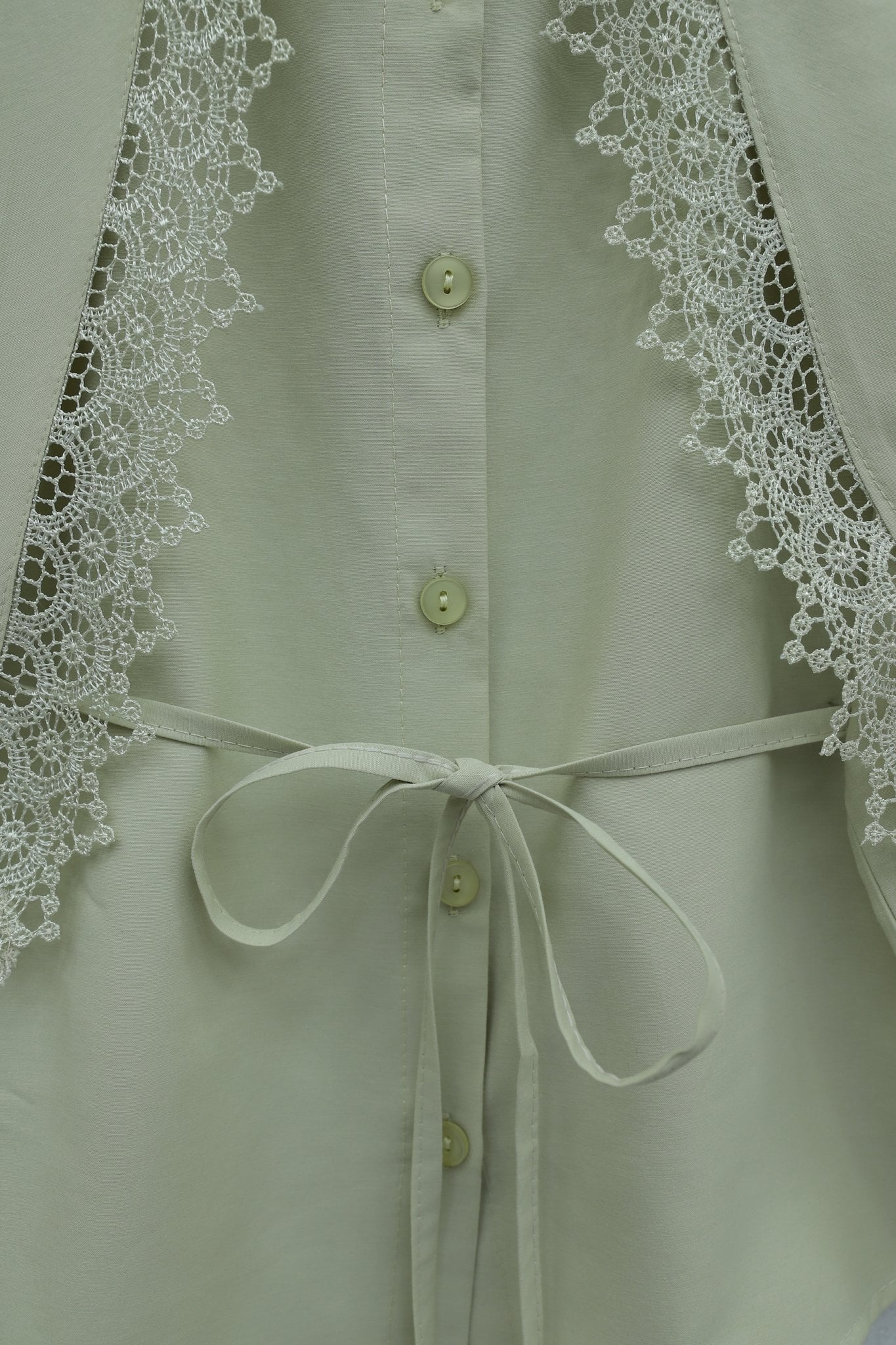 Lace Collar Tie Waist Poplin Blouse - Sea Green - Podyumplus - by Peralane - photo 6