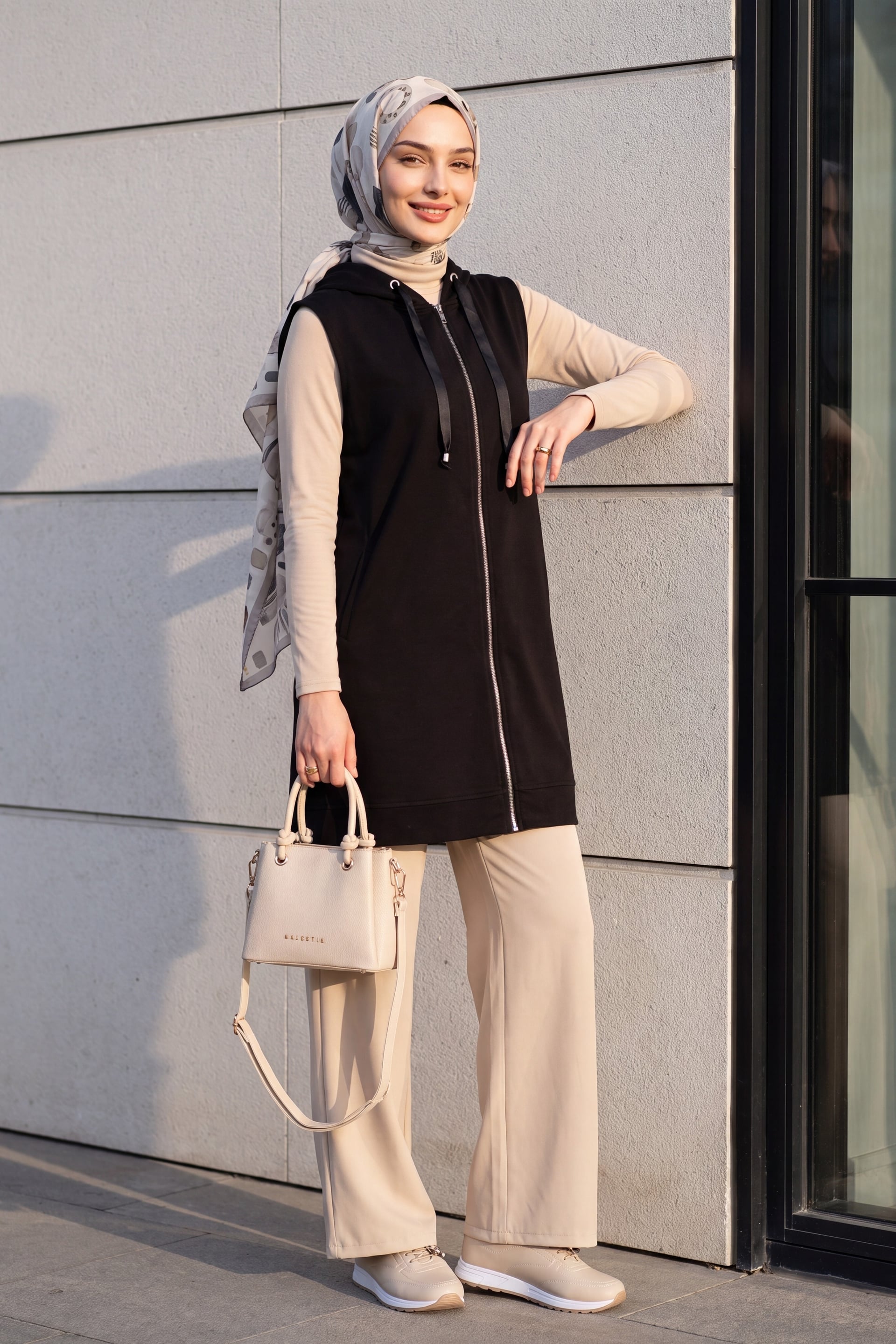 Hooded Jersey Vest - Black - Podyumplus - by Peralane - photo 3