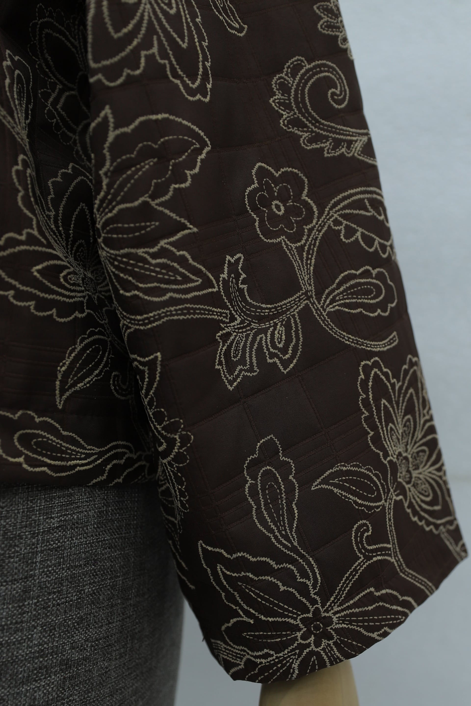 Shirt Collar Mixed Print Button Front Quilted Jacket - Brown - Podyumplus - by Peralane - photo 8