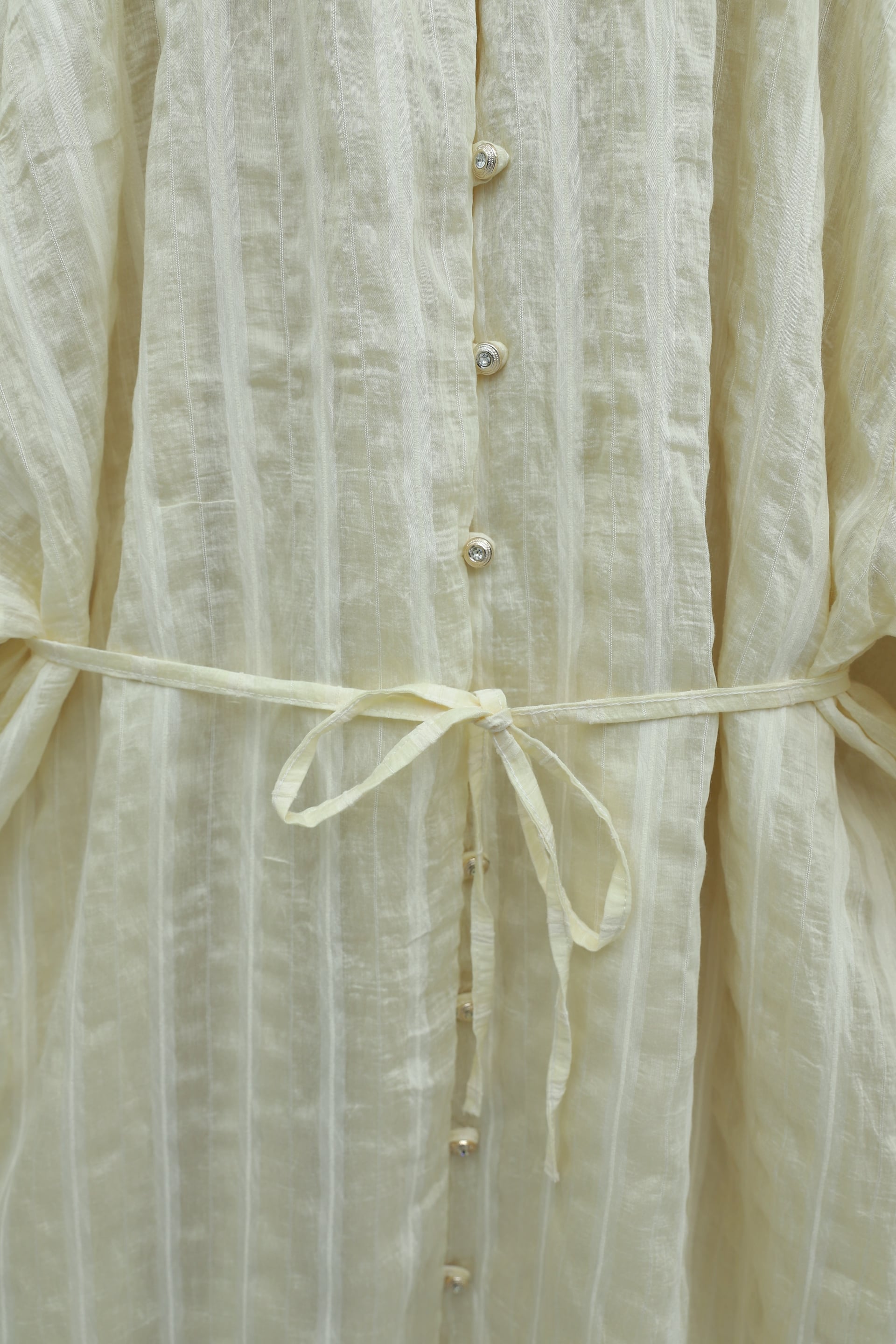 Ruffled Neck Balloon Sleeve Gofre Tunic - Pale Yellow - Podyumplus - by Peralane - photo 8