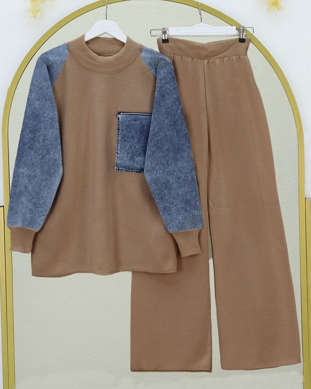 Zip Pocket Knit Co-ord Set - Beige (Vizon) - Podyumplus - by Peralane - photo 5