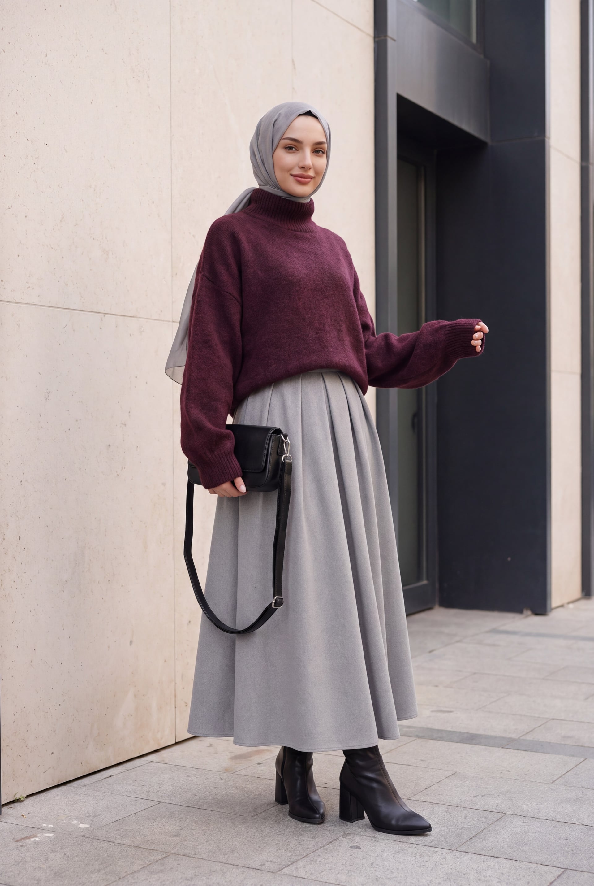 Women's Batwing Sleeve Oversize Knit Sweater 15969 - Burgundy - Bigdart - by Peralane - photo 5