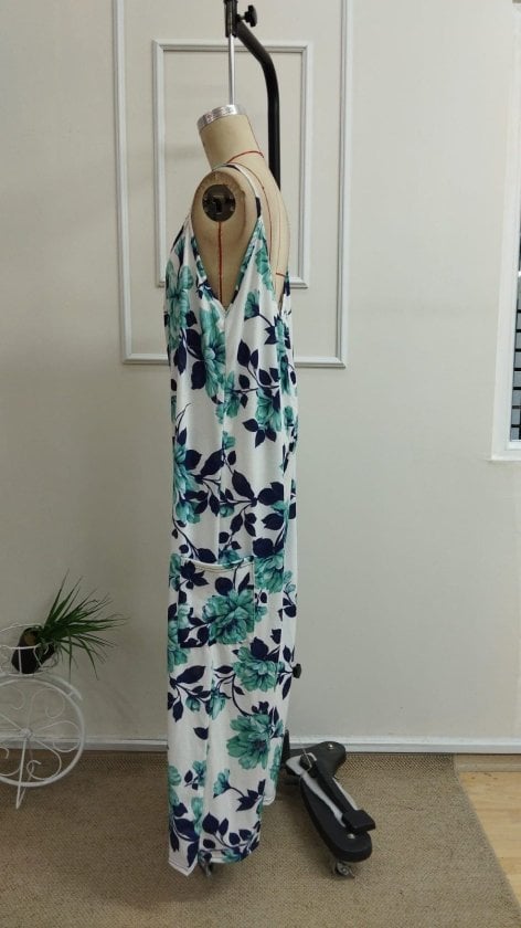 Women's Spaghetti Strap Floral Long Jumpsuit with Pockets - Janes - by Peralane - photo 5