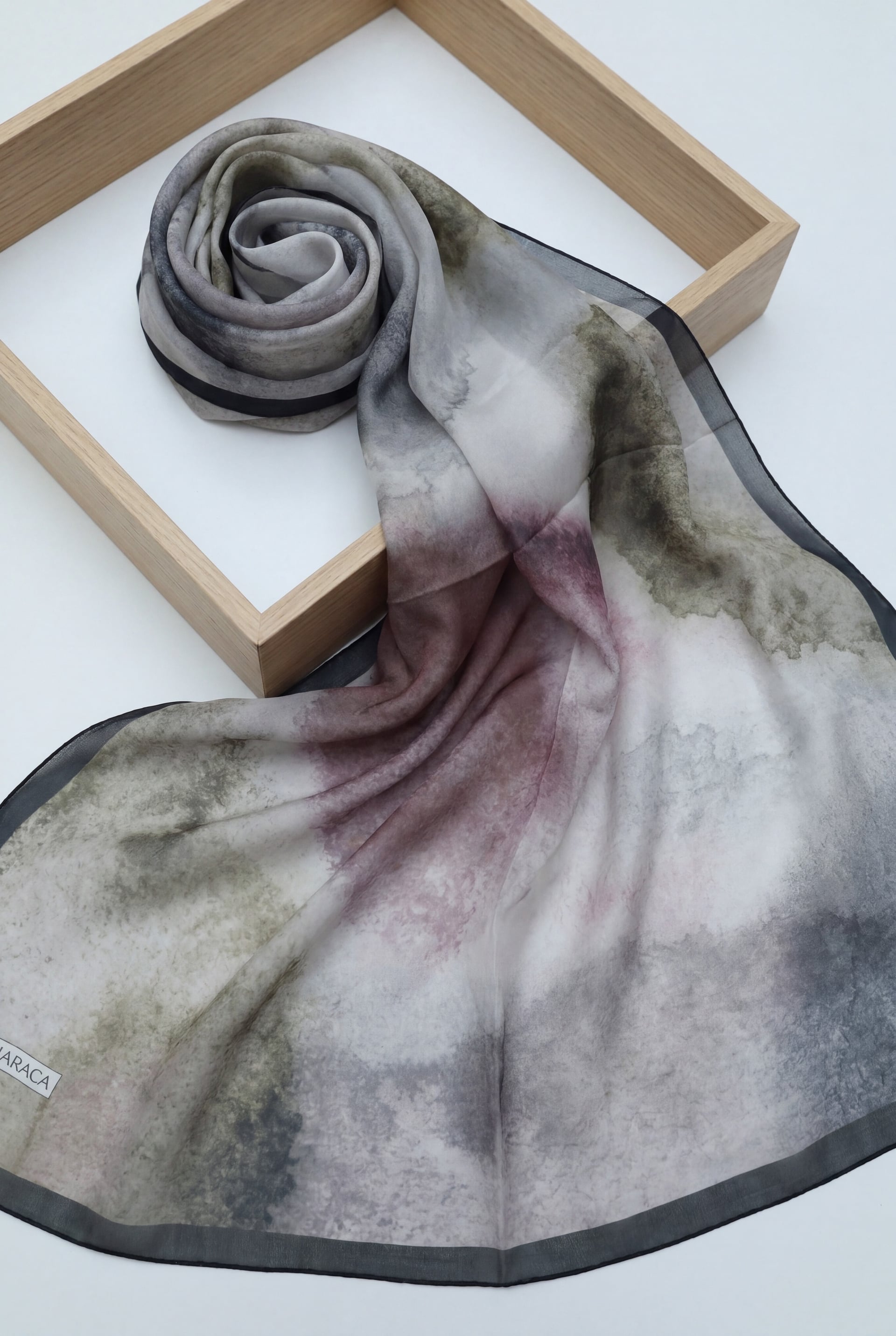 Marble Print Voile Scarf - Khaki - Podyumplus - by Peralane - photo 2