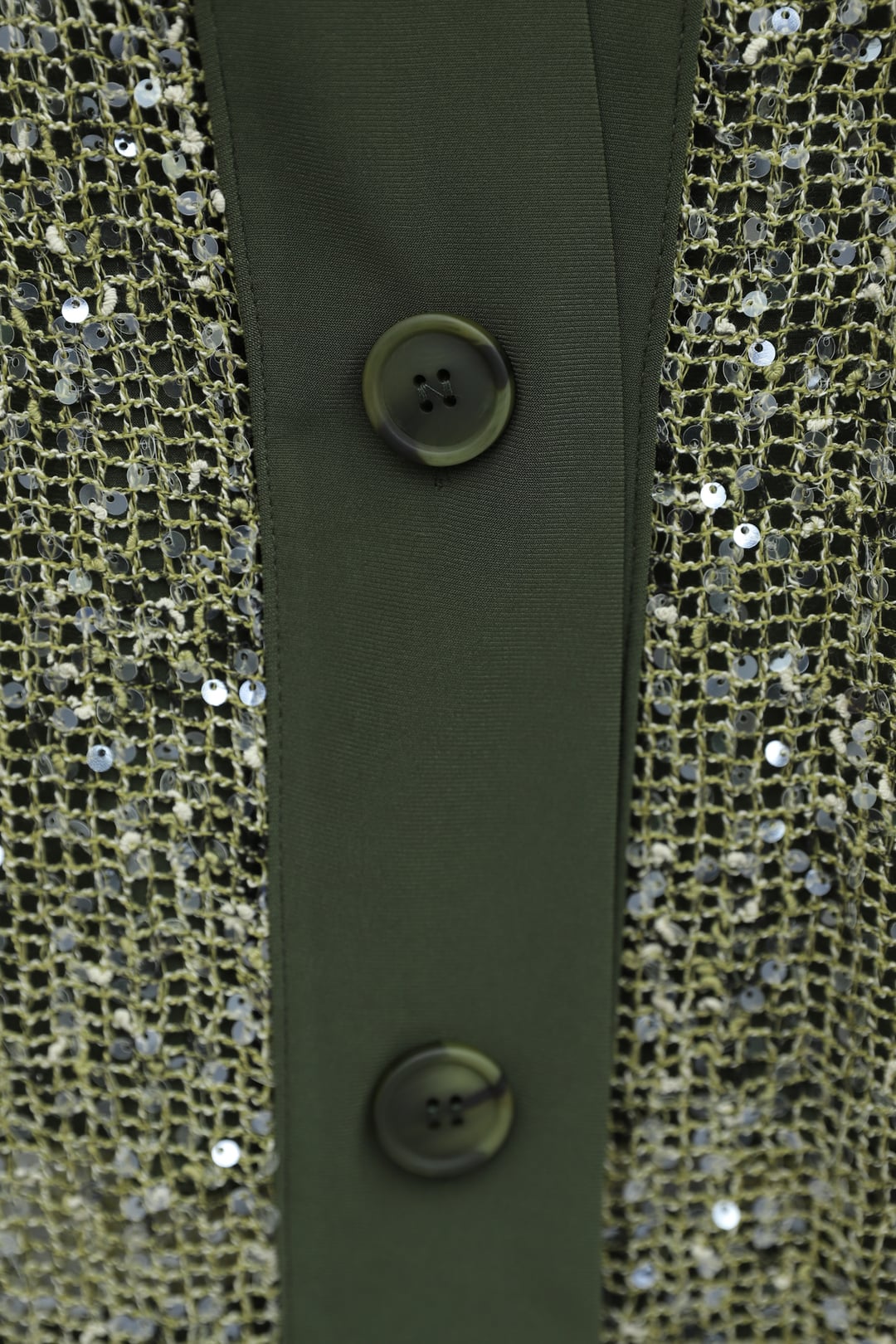 Sequin Mesh Cardigan 3-Piece Co-ord Set - Olive Green - Podyumplus - by Peralane - photo 6