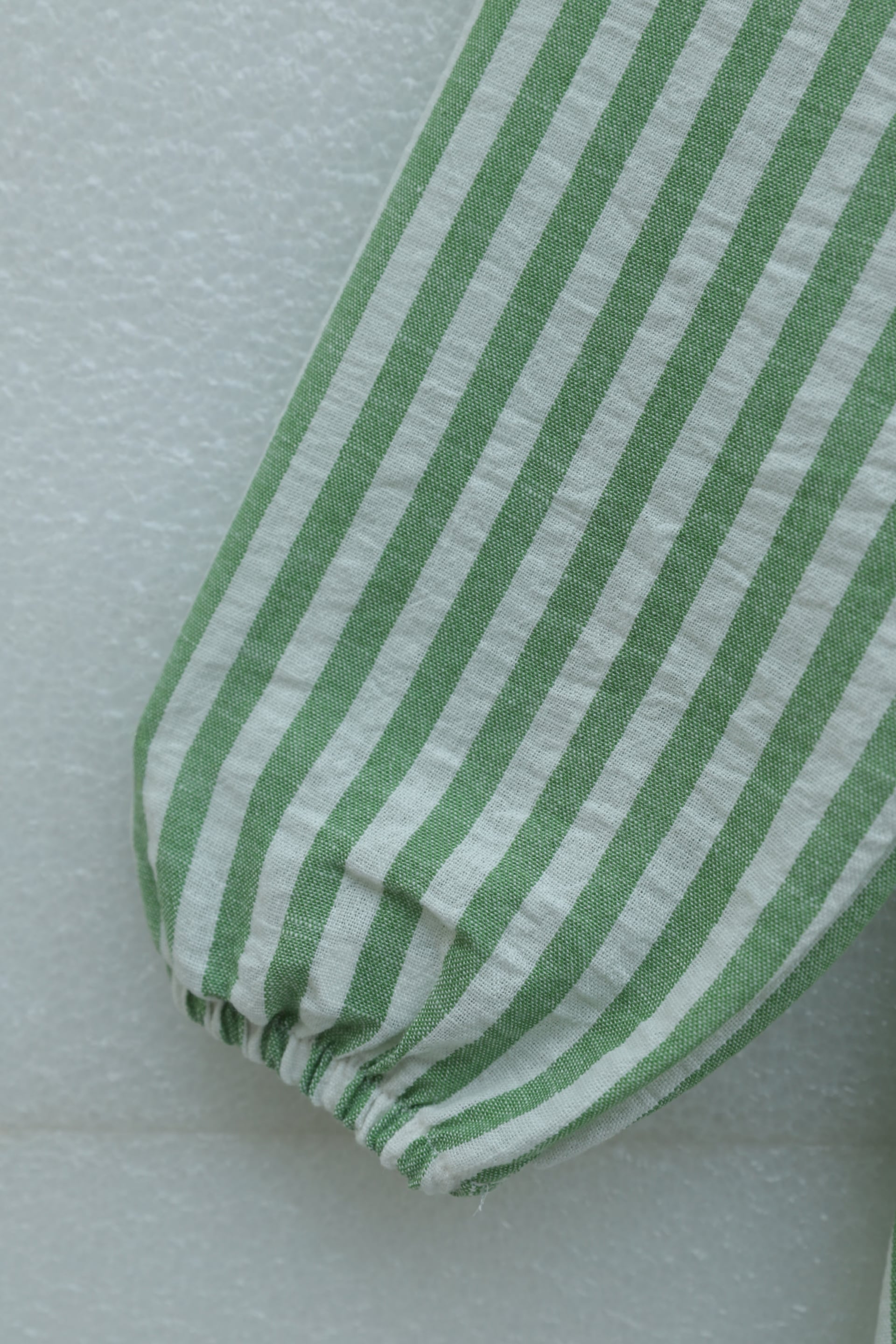 Striped Linen Wrap Dress with Belt - Green - Podyumplus - by Peralane - photo 5